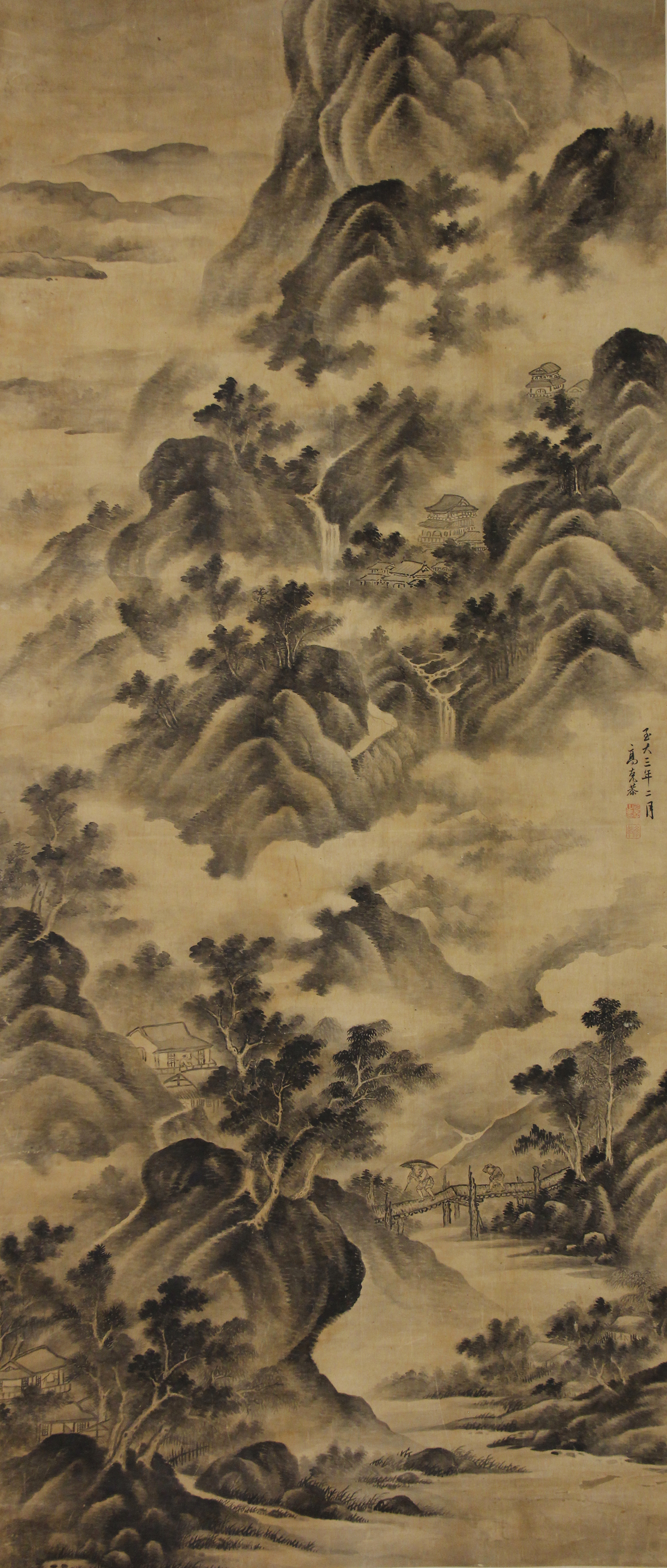 清朝、匿名、Gao Kegong（偽版）、風景画軸|風景