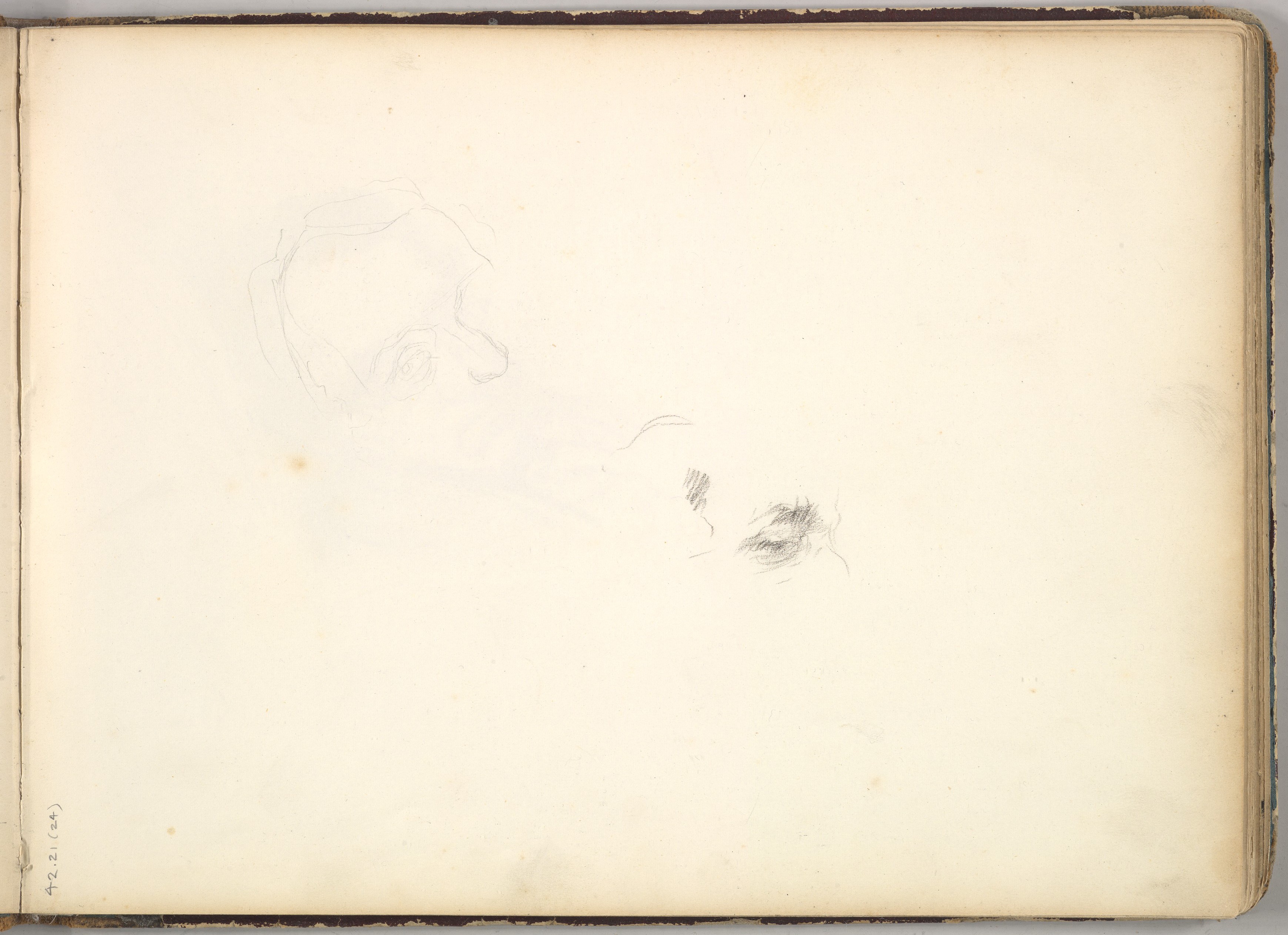 ウィリアム・メイクピース・サッカレーの肖像画のための予備習作（26枚の葉が描かれたスケッチブック内）