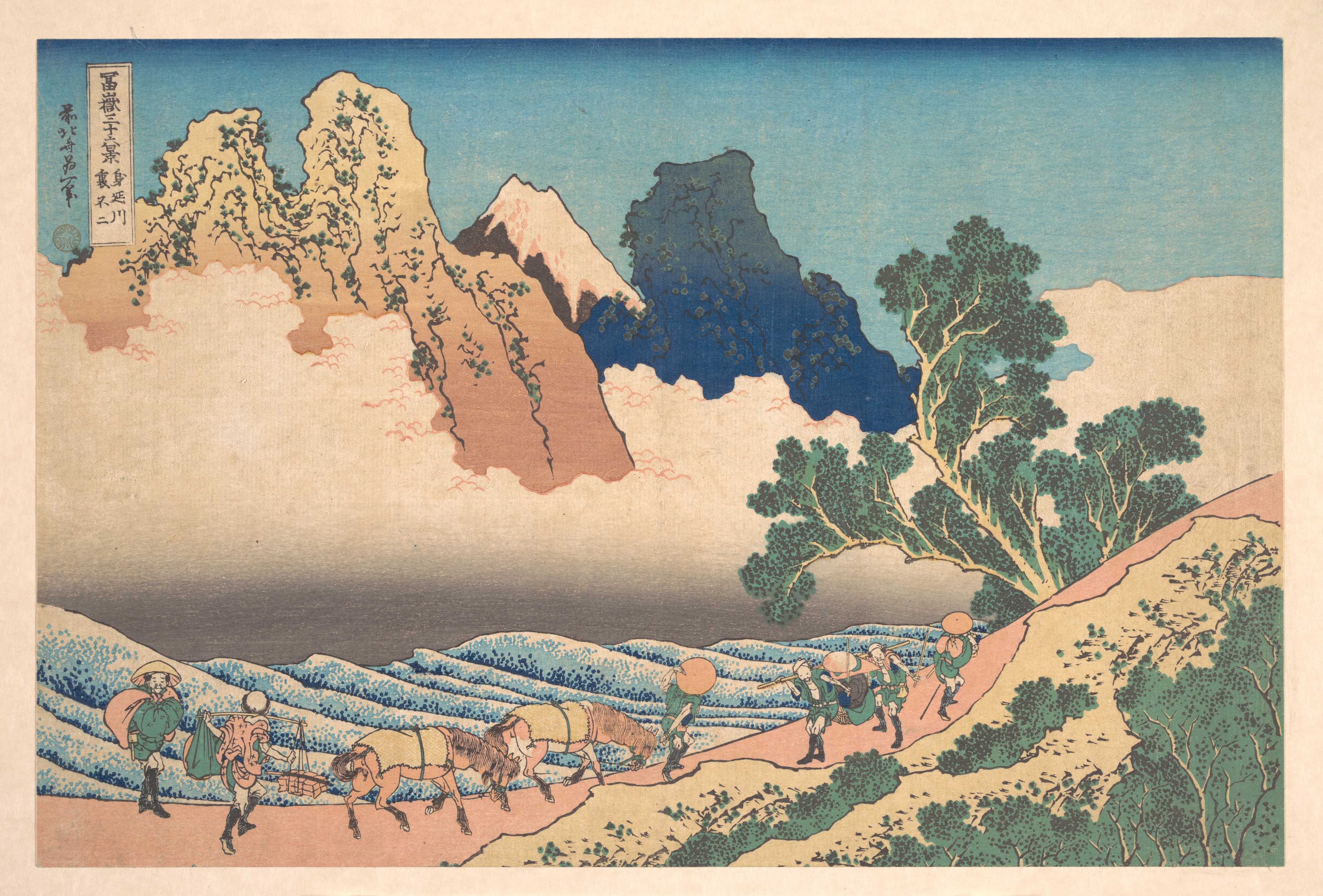 富嶽三十六景「身延川裏富士」より