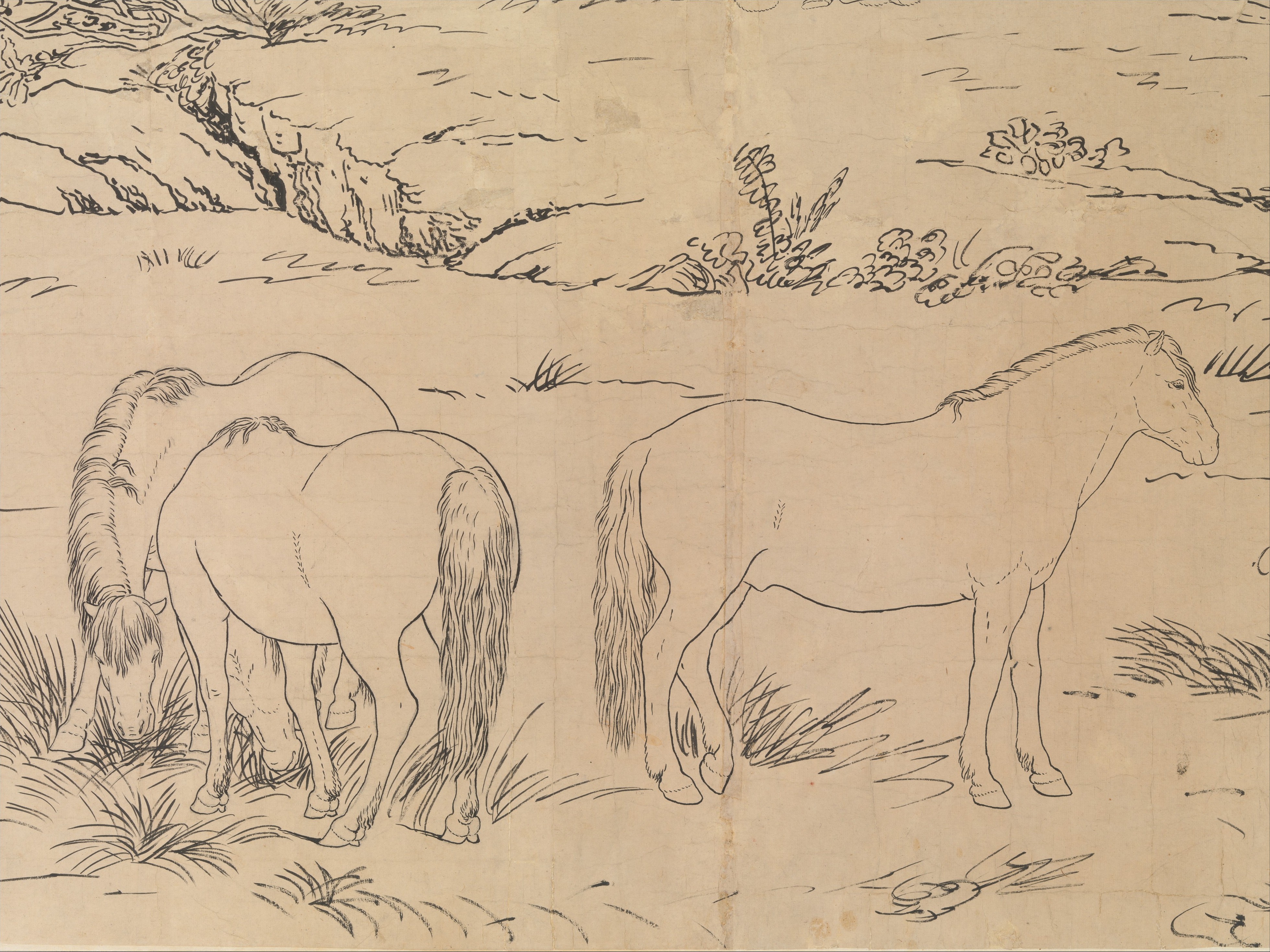 清朝の梁心寧の百馬図巻 |百頭の馬
