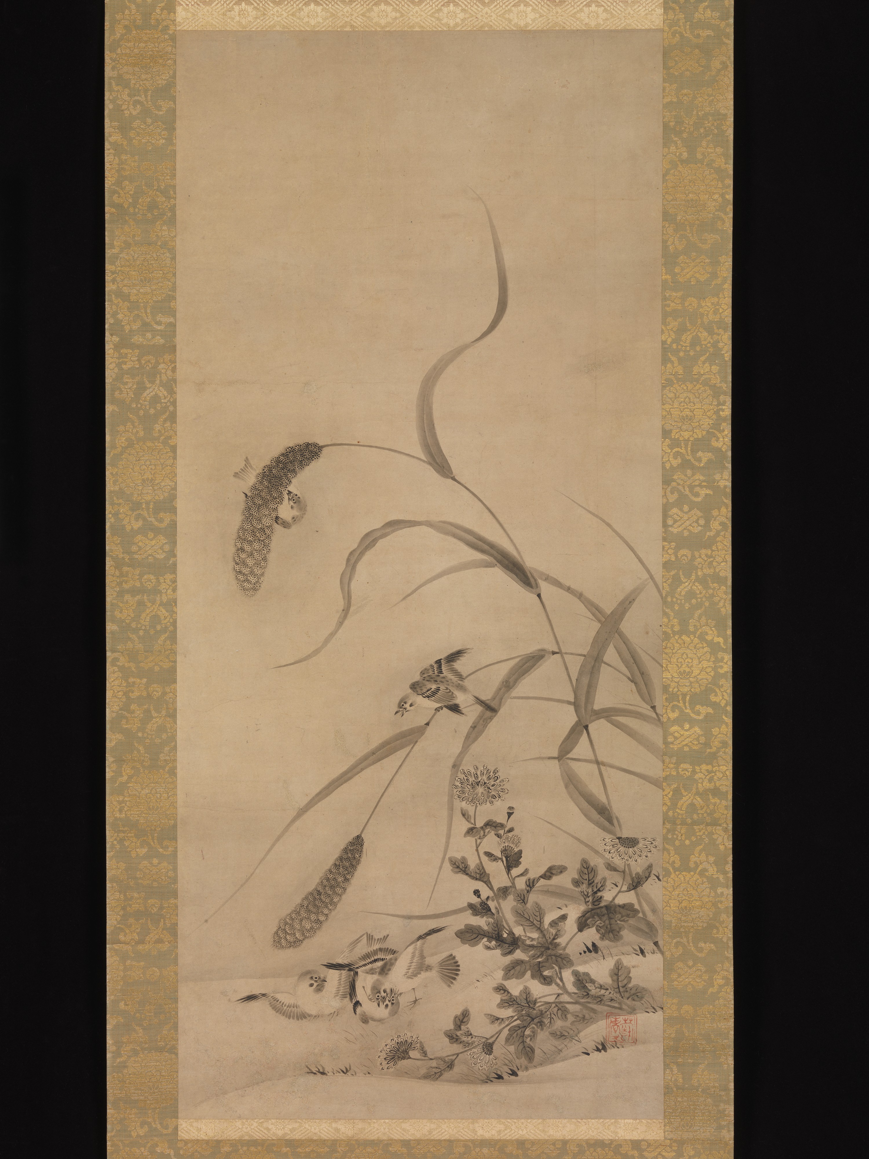 粟に燕図