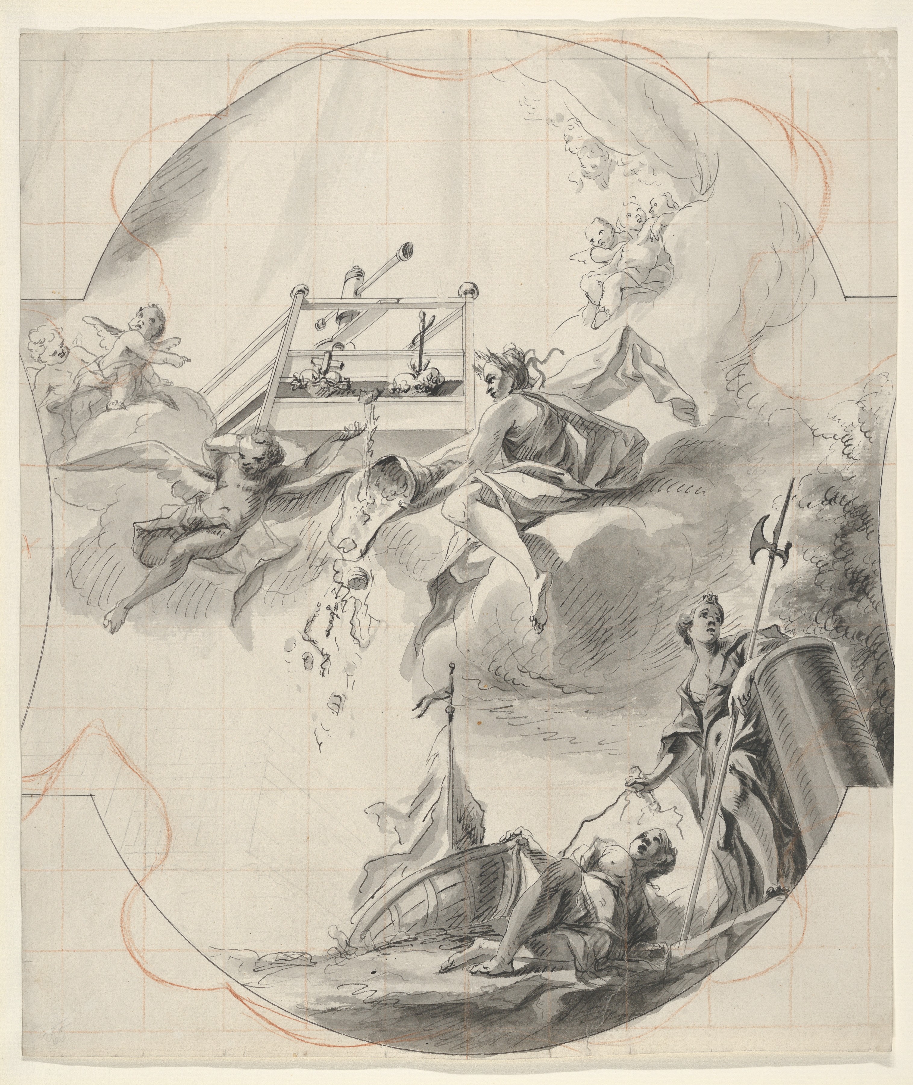 神秘的なワインプレスを備えた天井デザイン