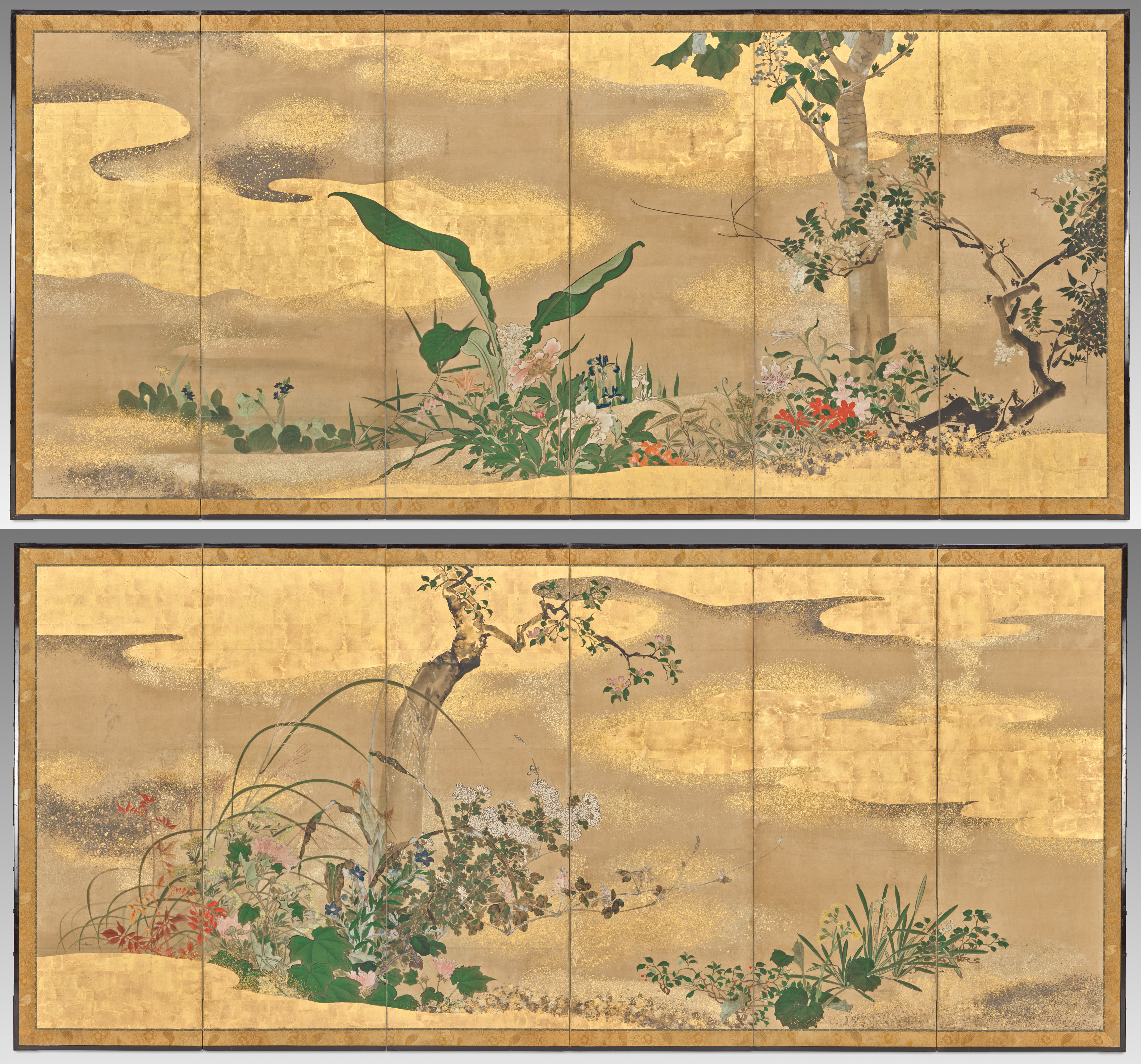 四季花木図
