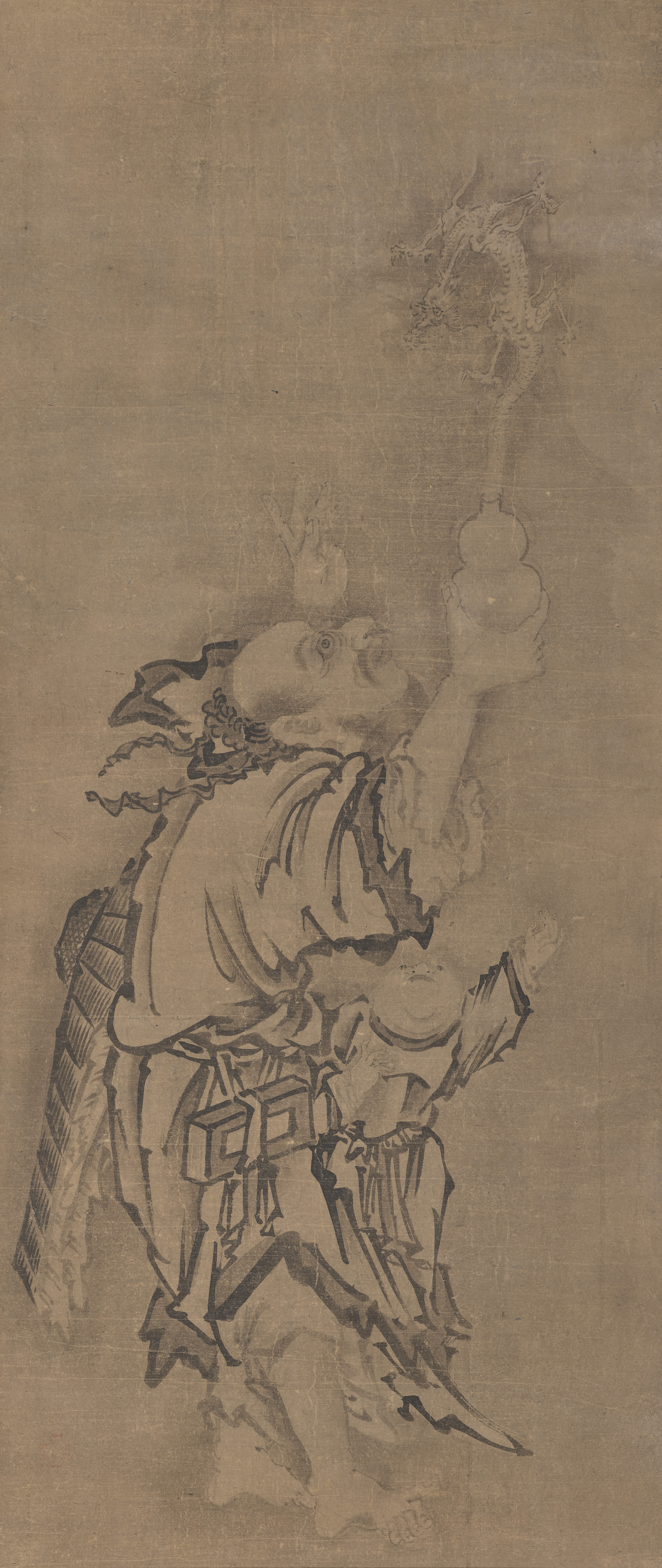 布袋・仙人図：瓢箪と龍の仙人
