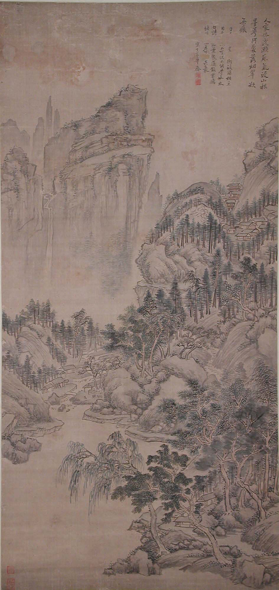 清朝の雲寿平風景軸|風景