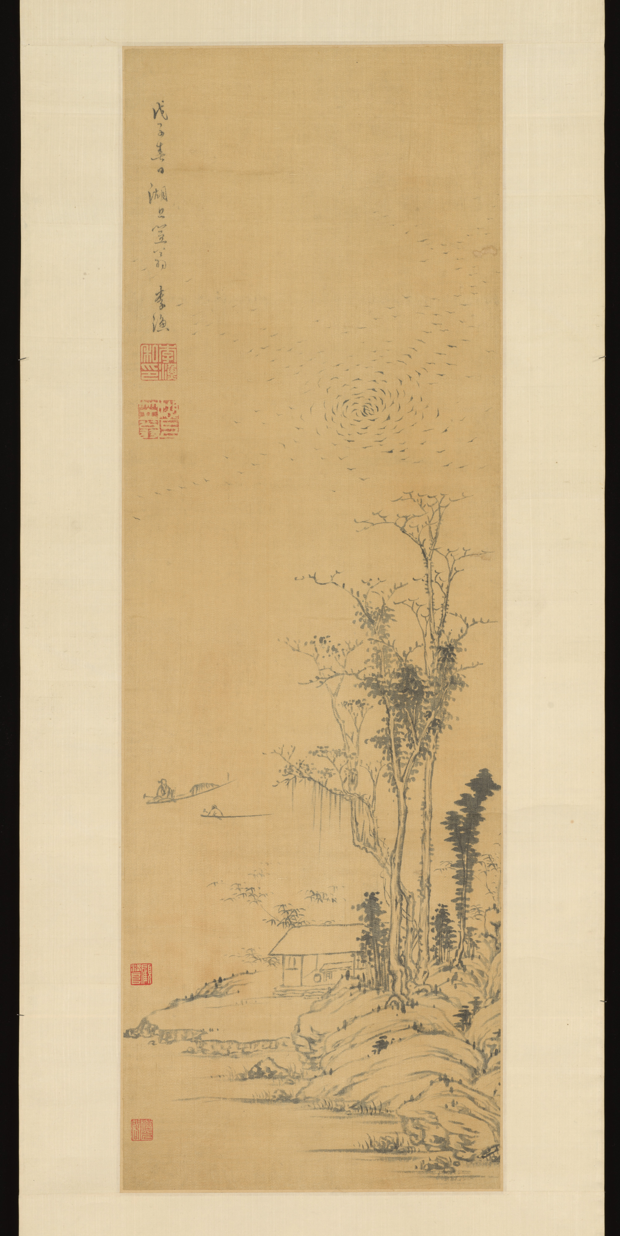Li Yu、清朝、ボート図軸|風景
