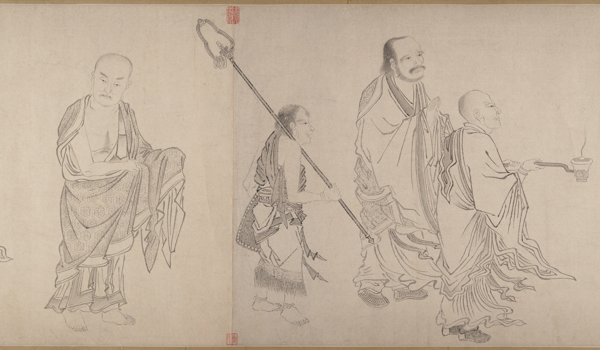 明代の川秋英 十六羅漢巻 |十六羅漢