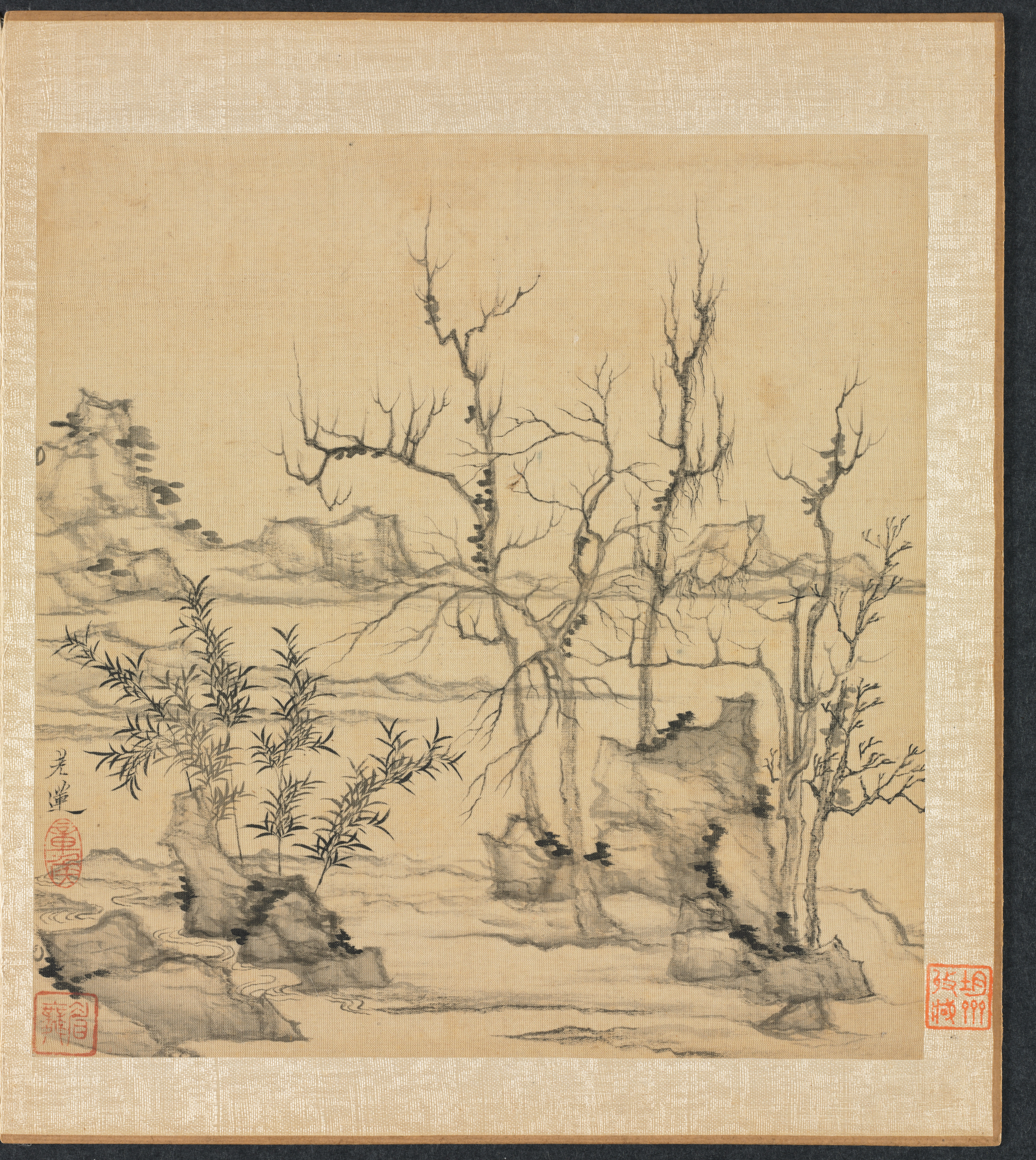 倣古画冊：倪瓚風の山水