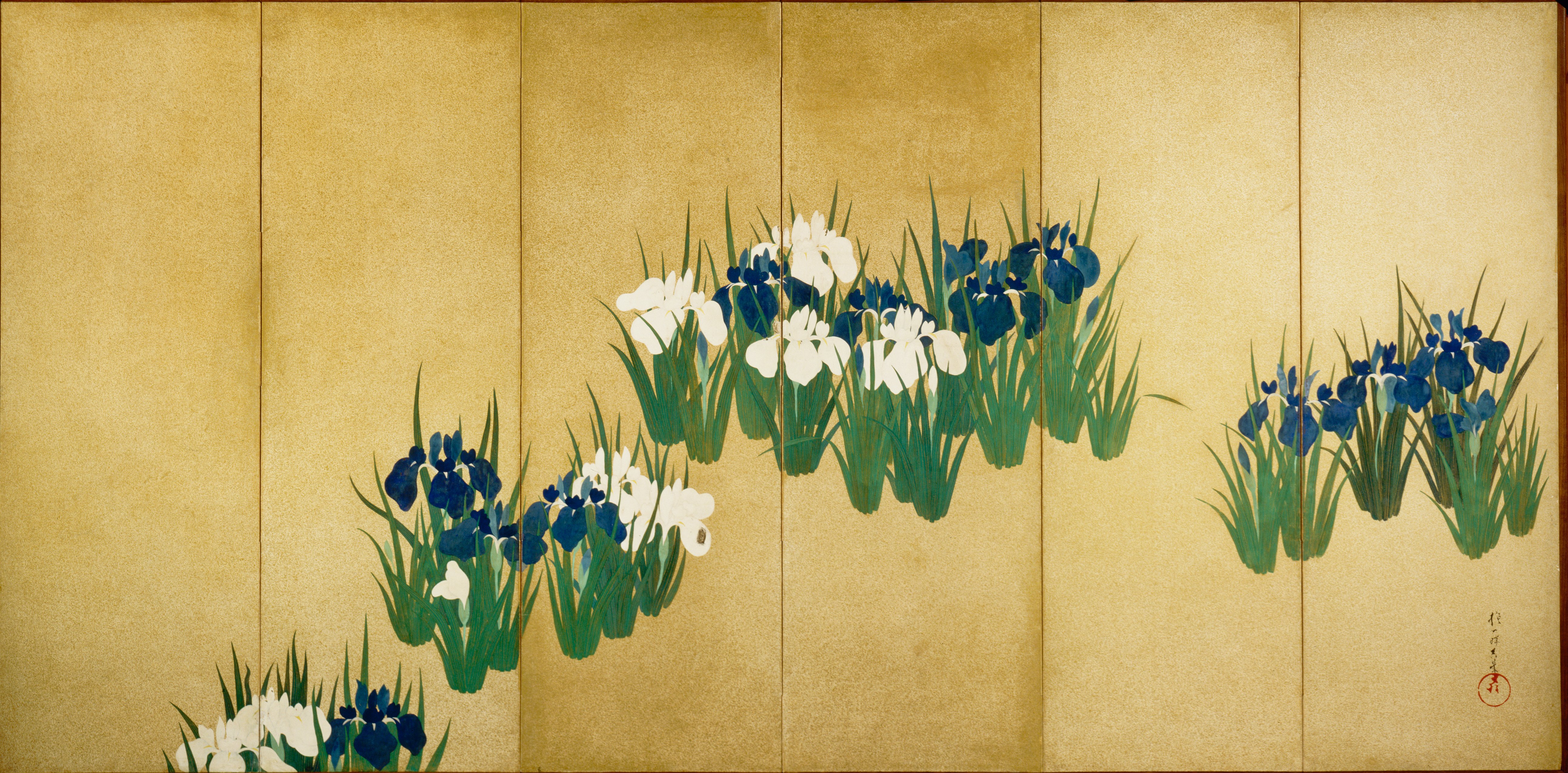 菖蒲（一対の左隻）