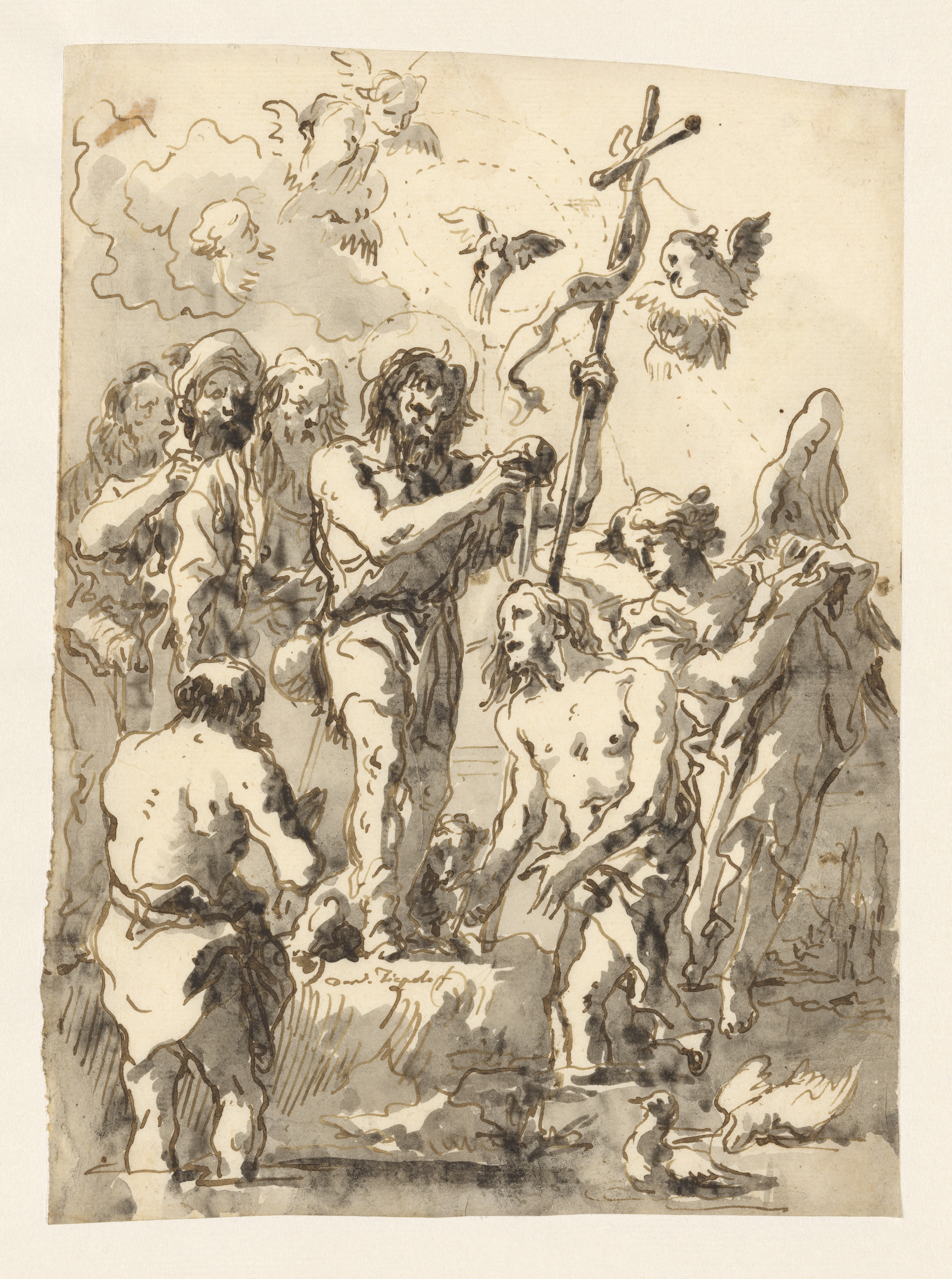 キリストの洗礼（右下に水の中の 2 羽のアヒル）