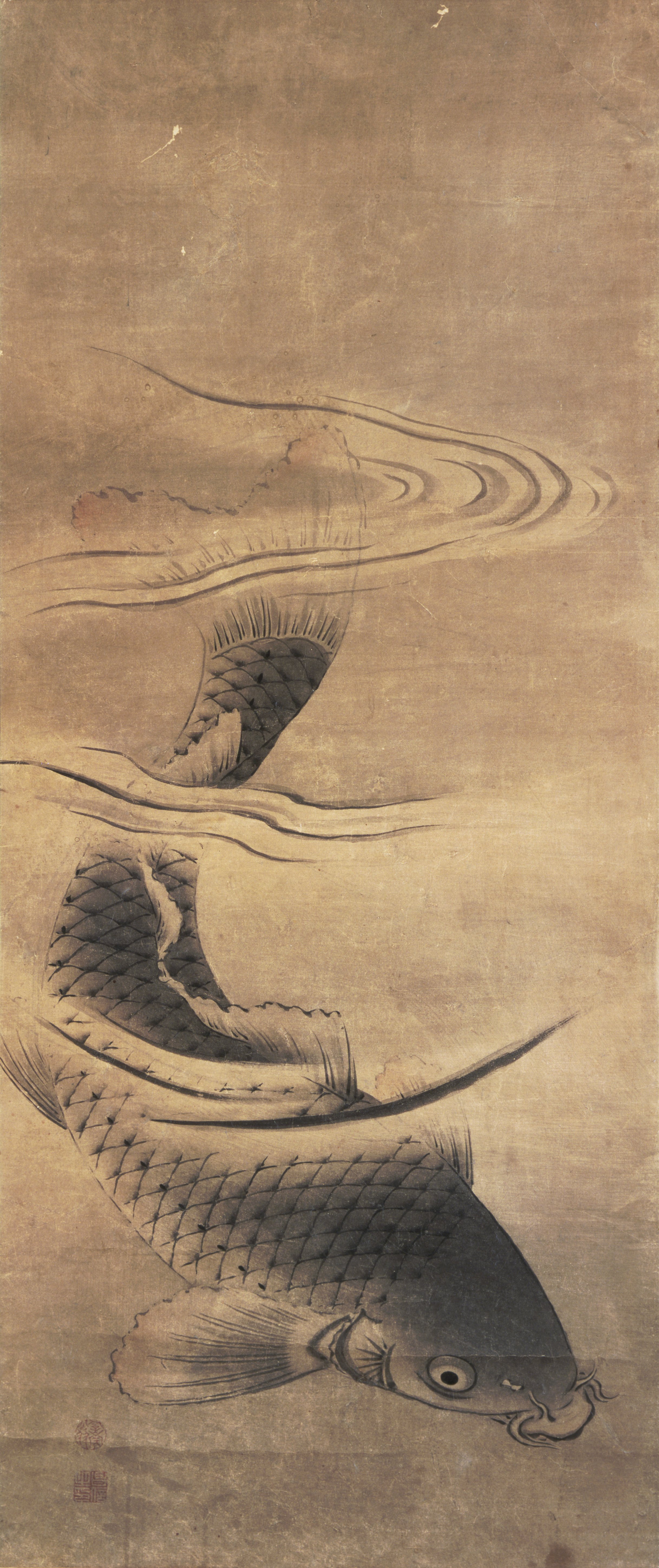 泳ぐ鯉（一対の左幅）