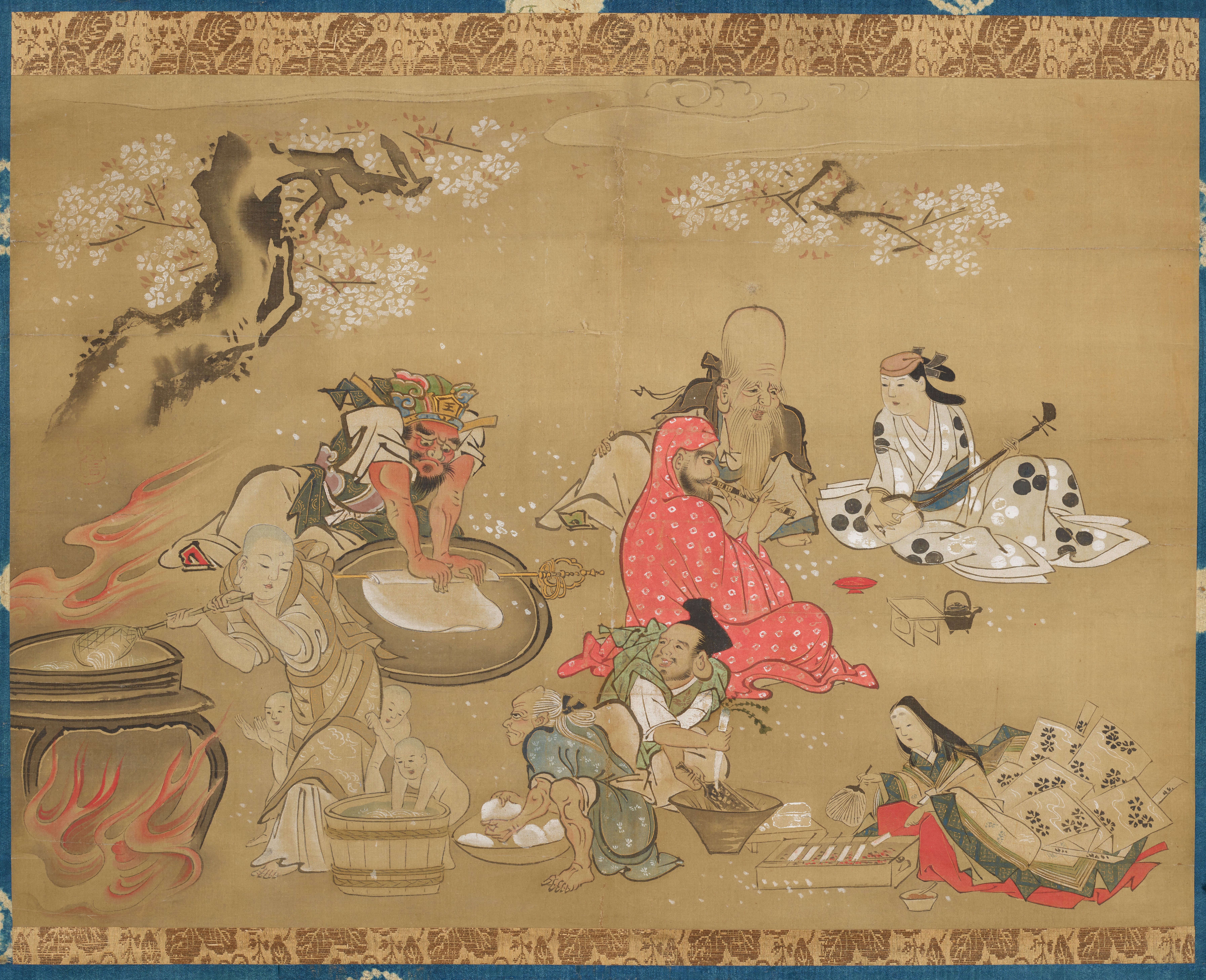 花見の宴を準備する神々