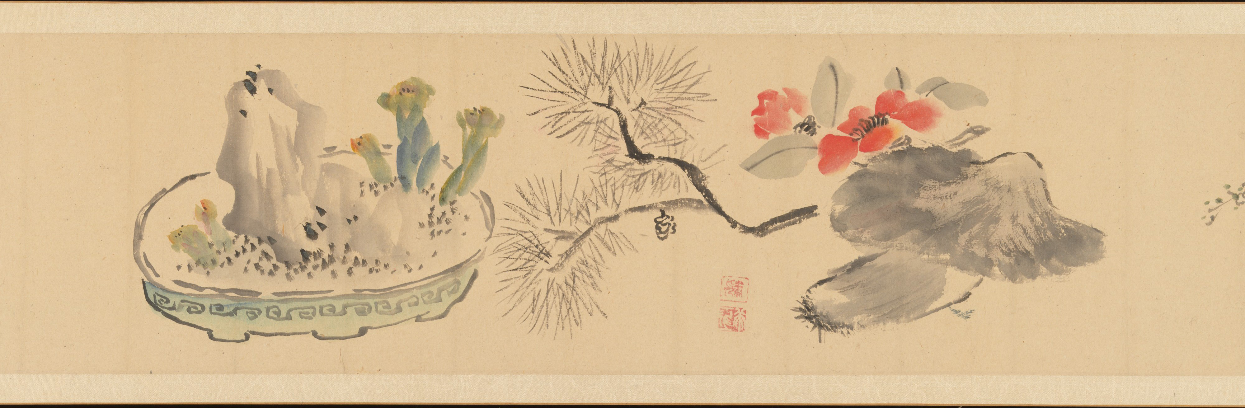 岡田漢江ペン花図廻|花を囲む手紙
