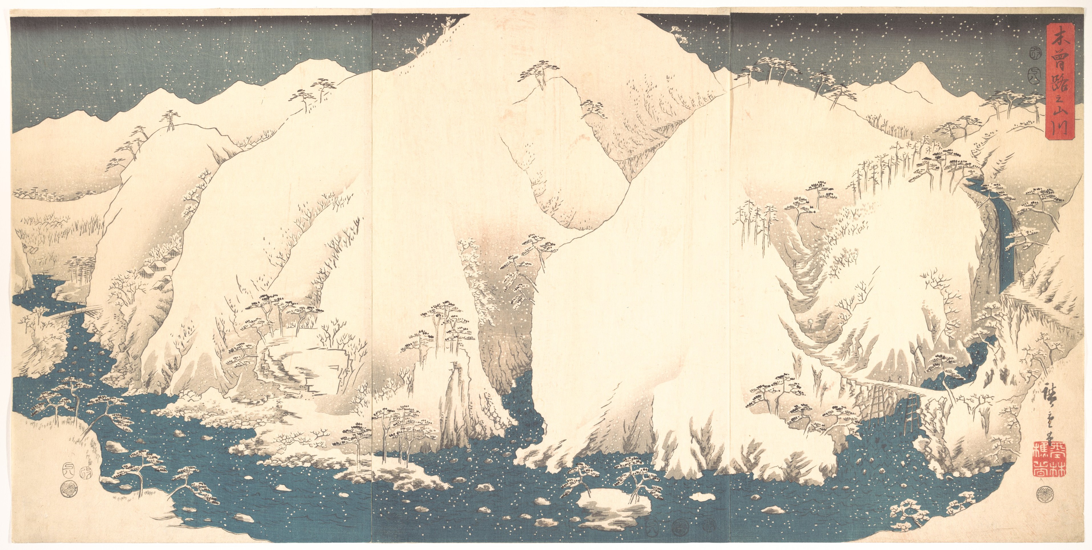 木曽路の山線|木曽路の山線|雪の木曽の山々