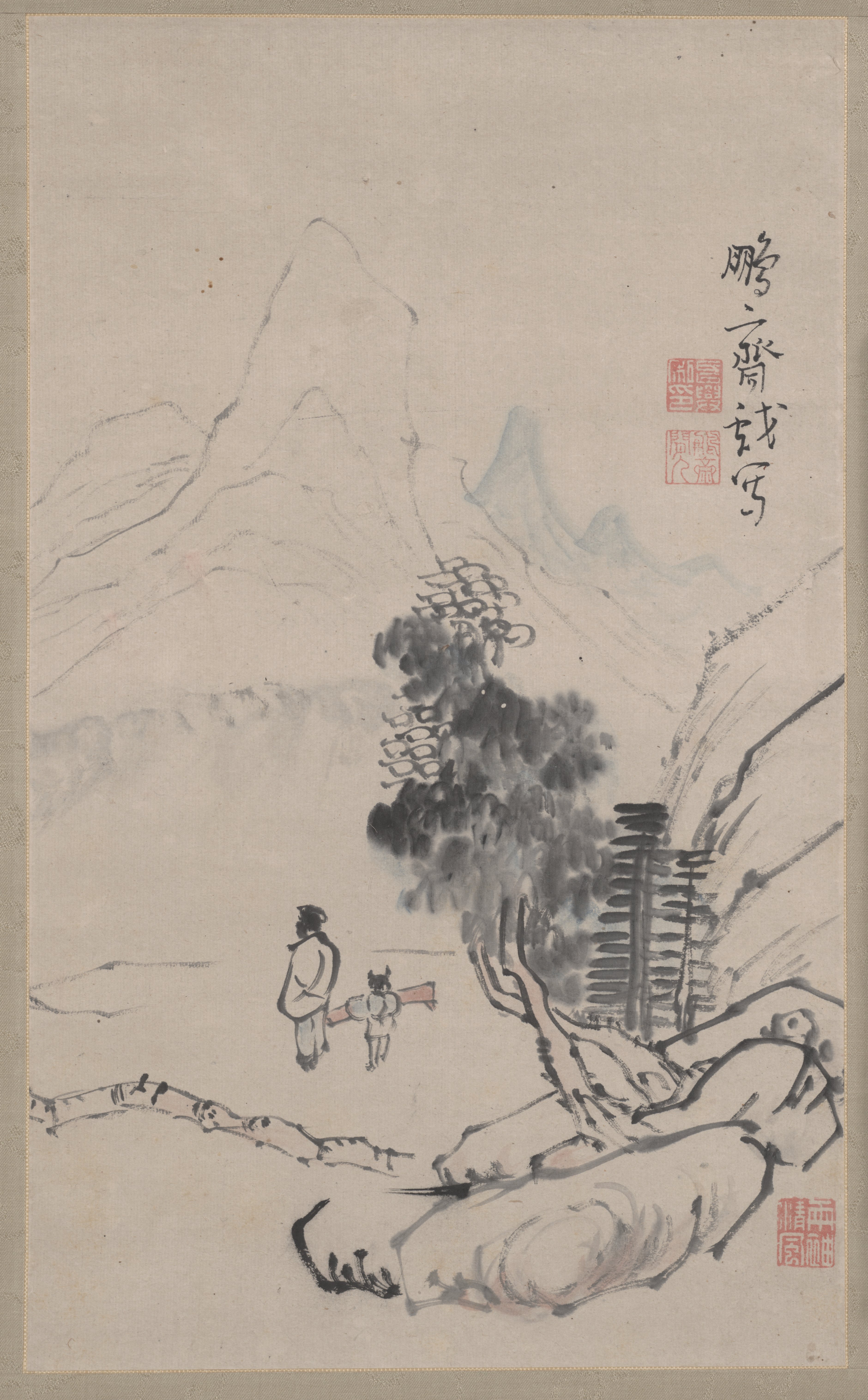 琴のある山水