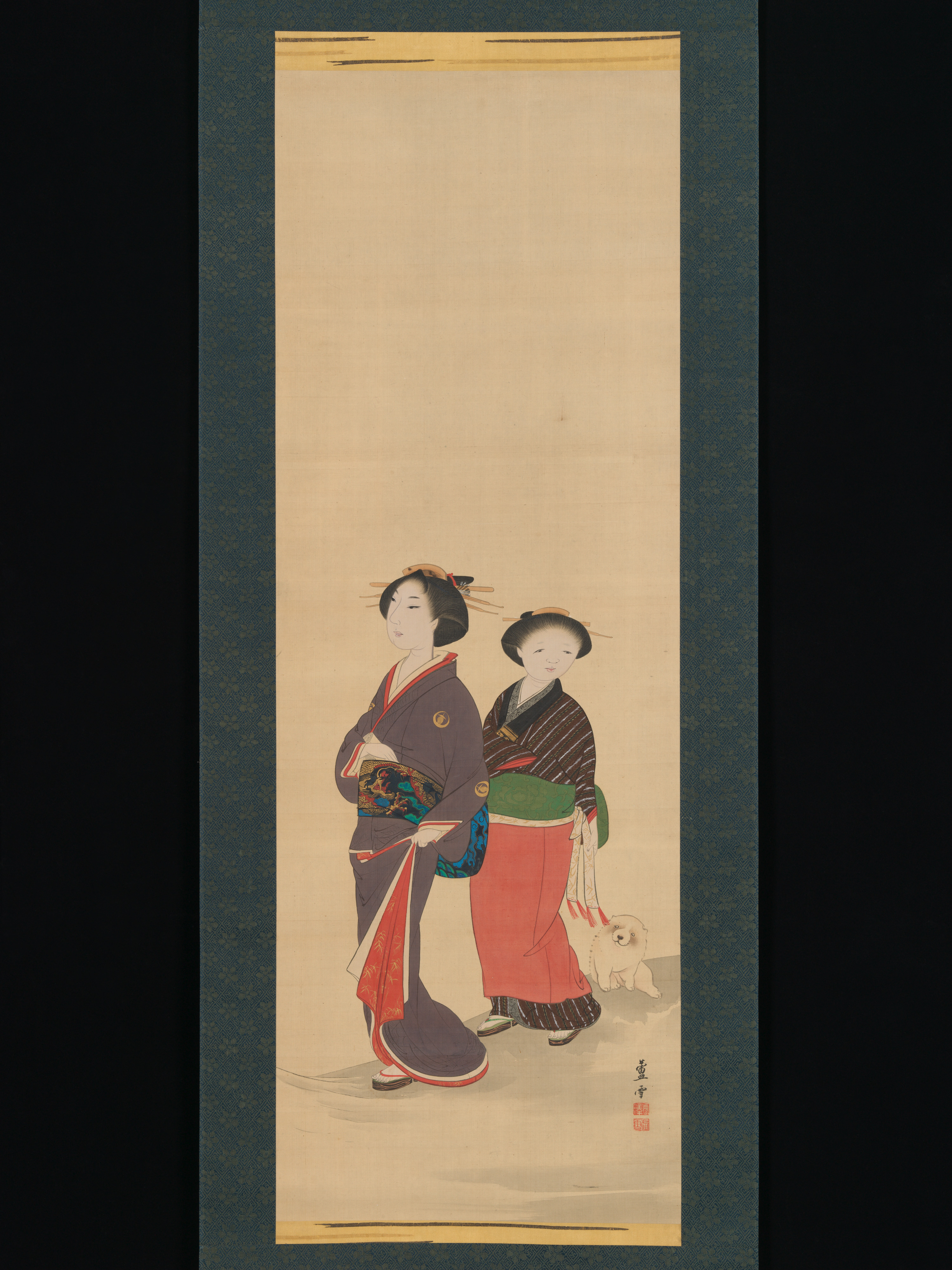 天明美人 |二人の女性と一匹の子犬