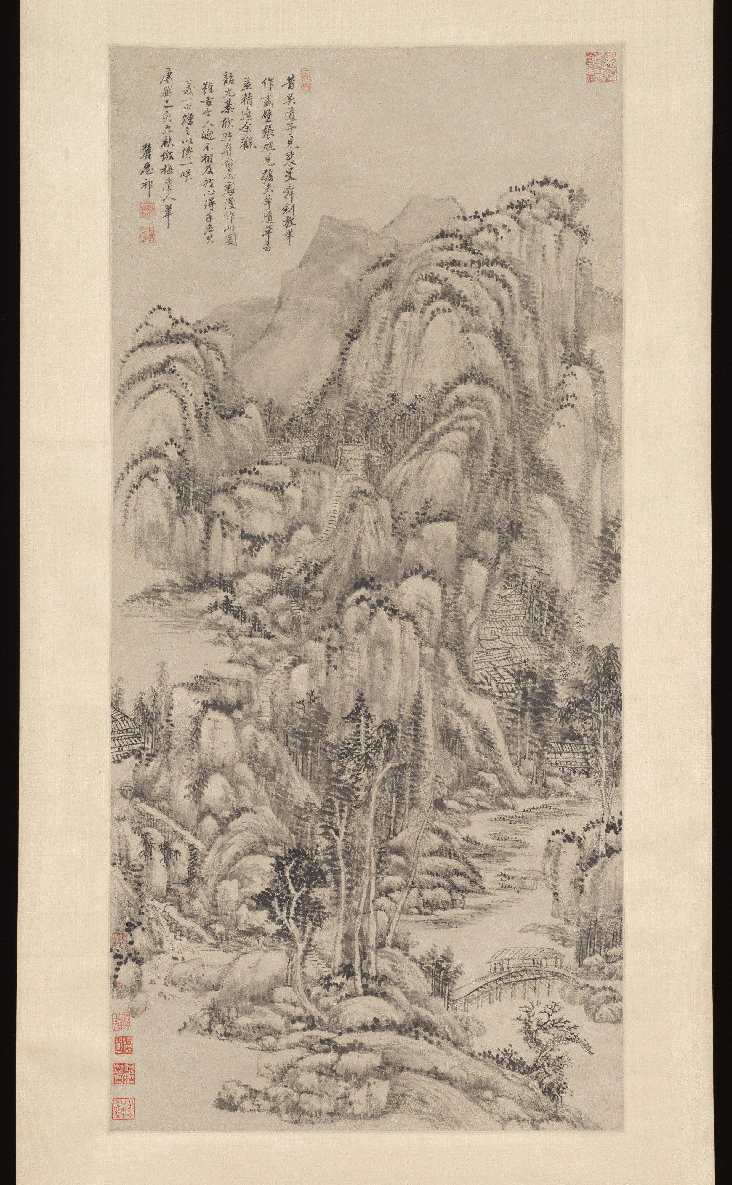 倣吳鎮山水圖
