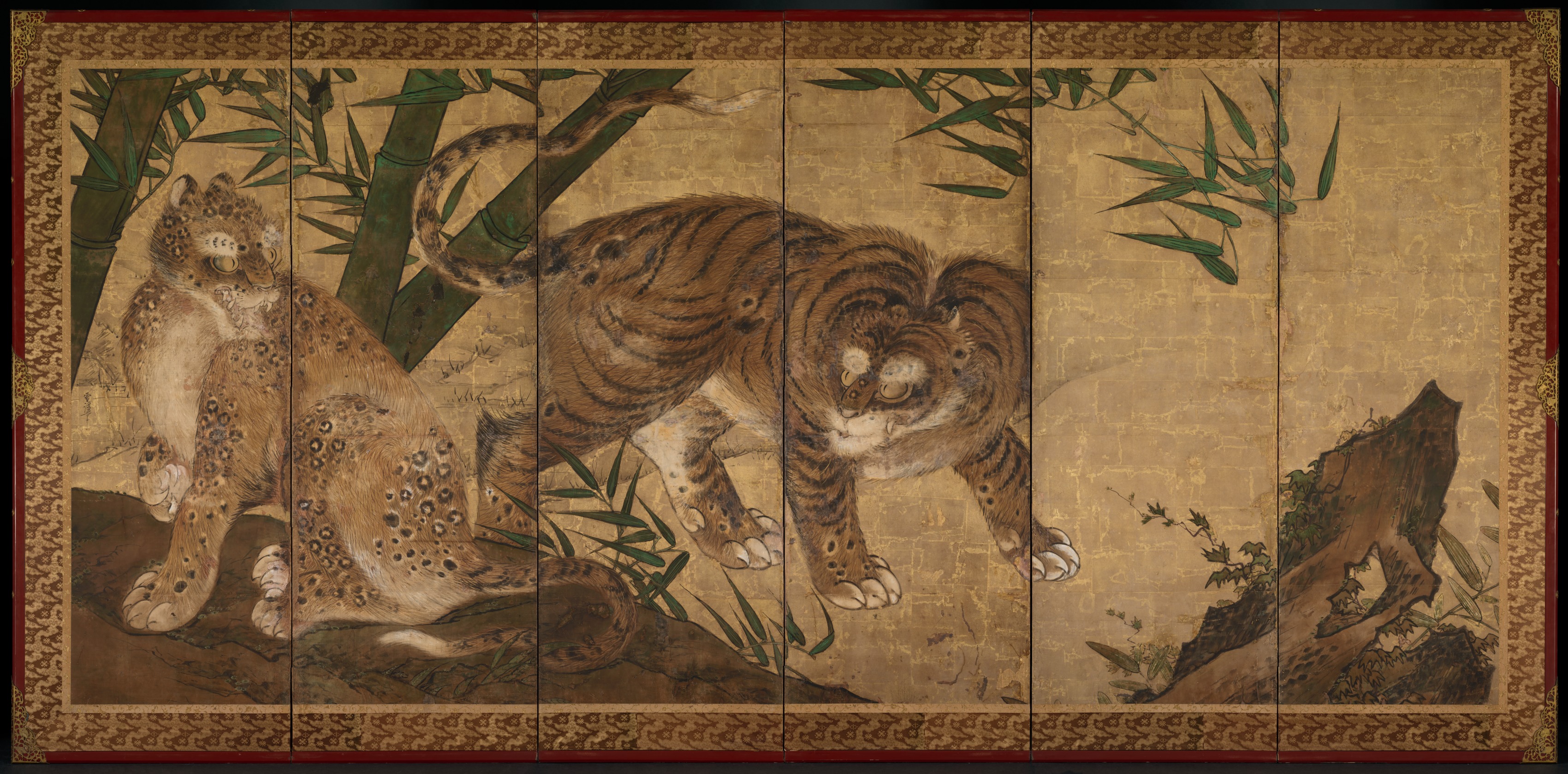 牡丹と竹に獅子と虎