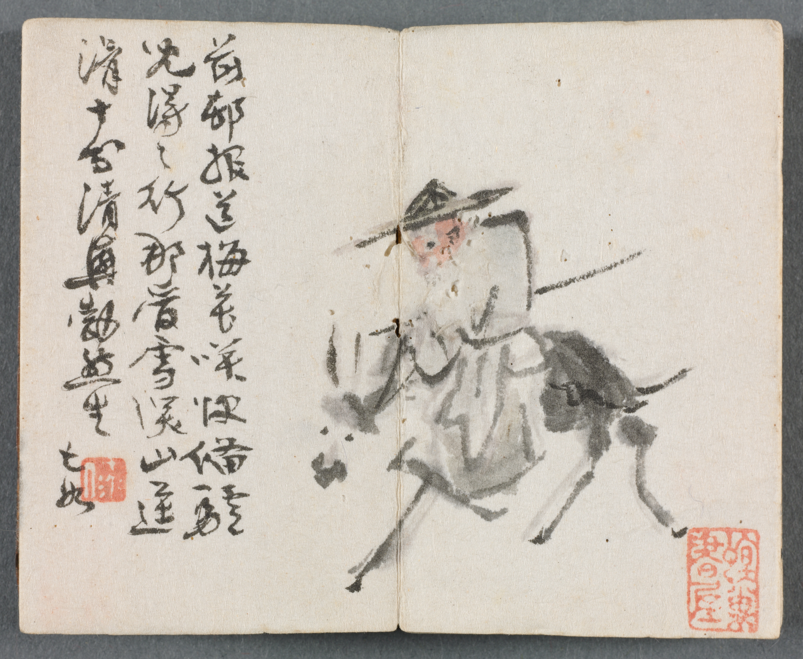 人物山水小画帖（ロバに乗る老人）