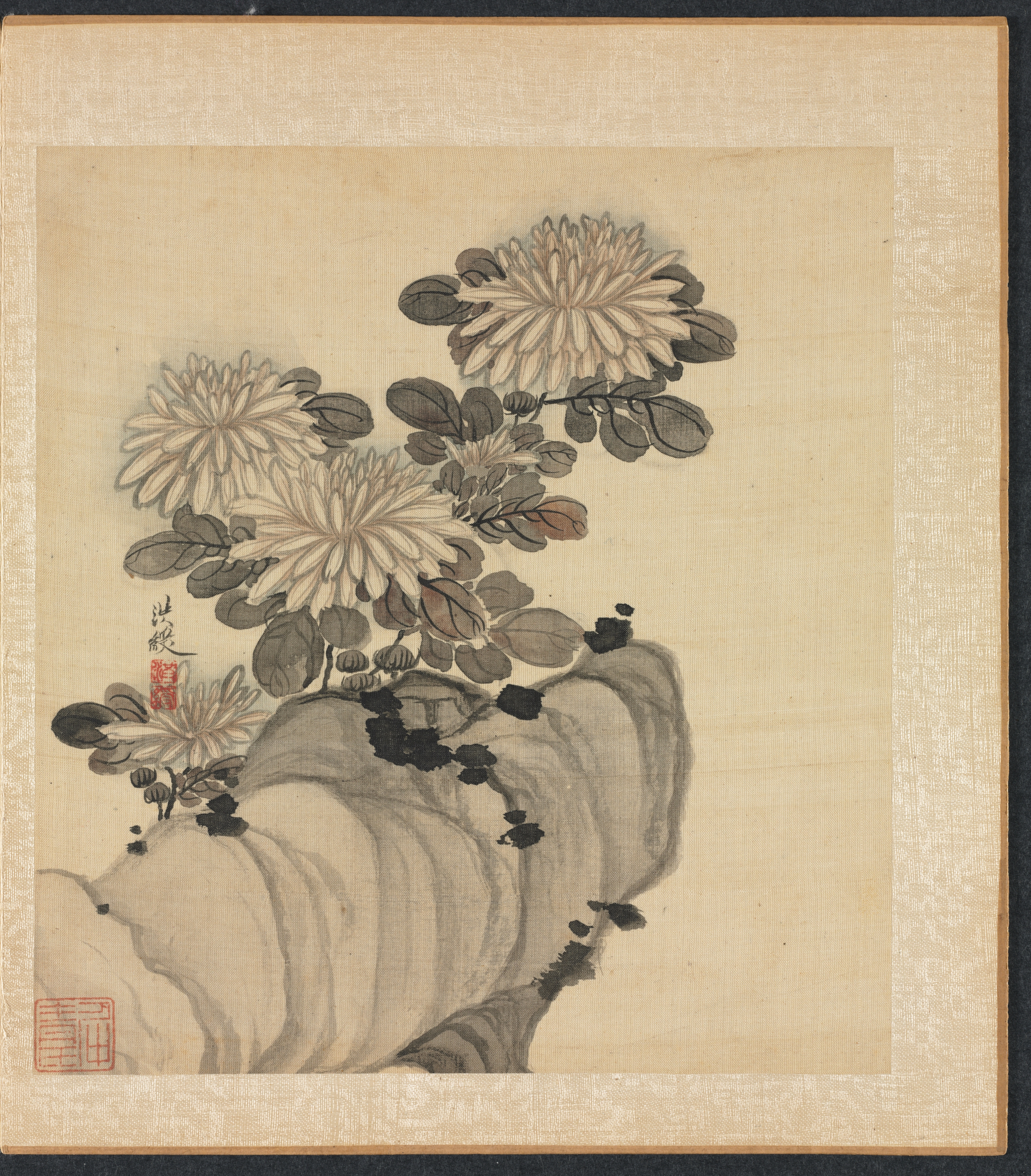 倣古画冊：菊石