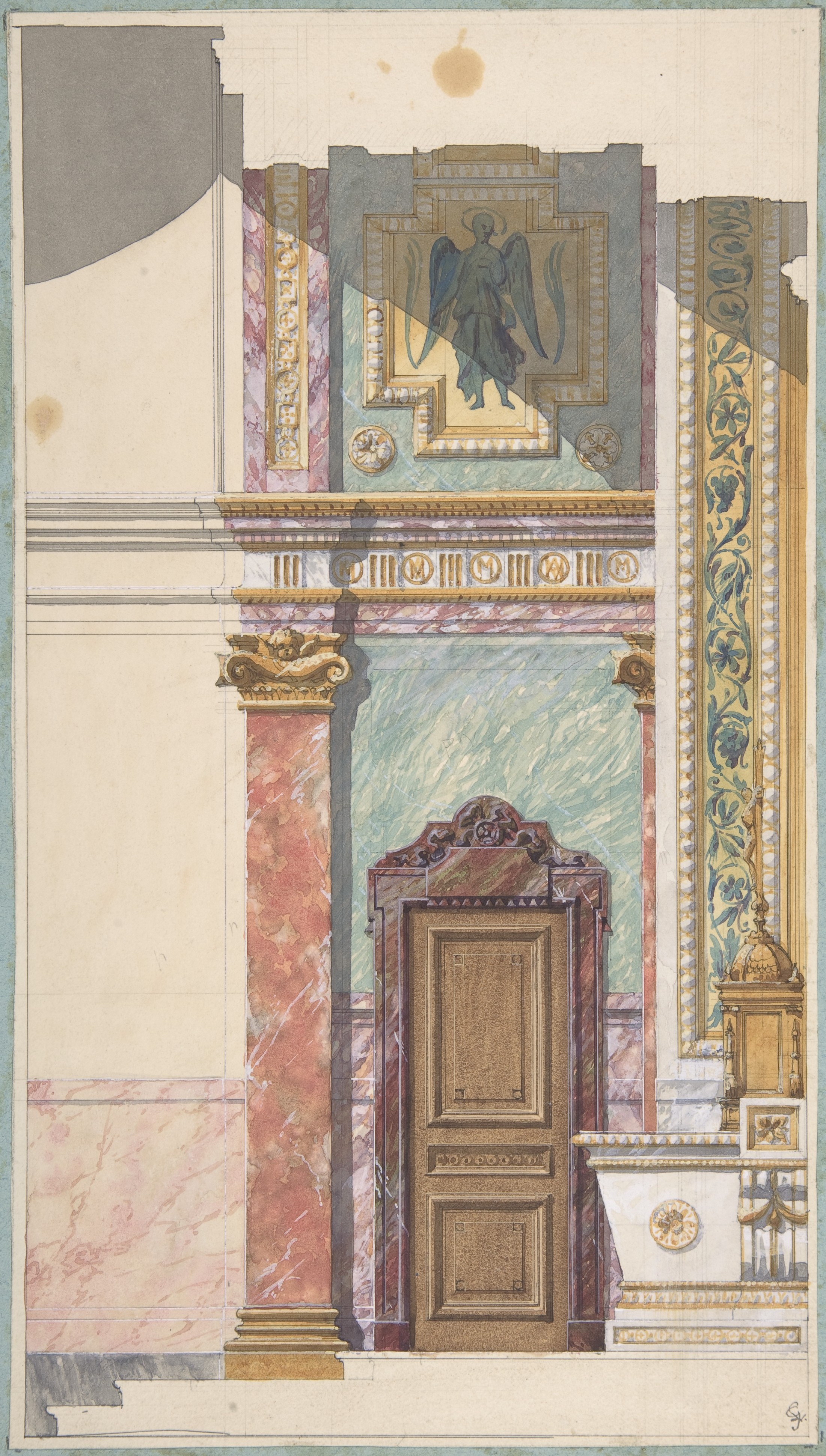 祭壇のデザインの側面図