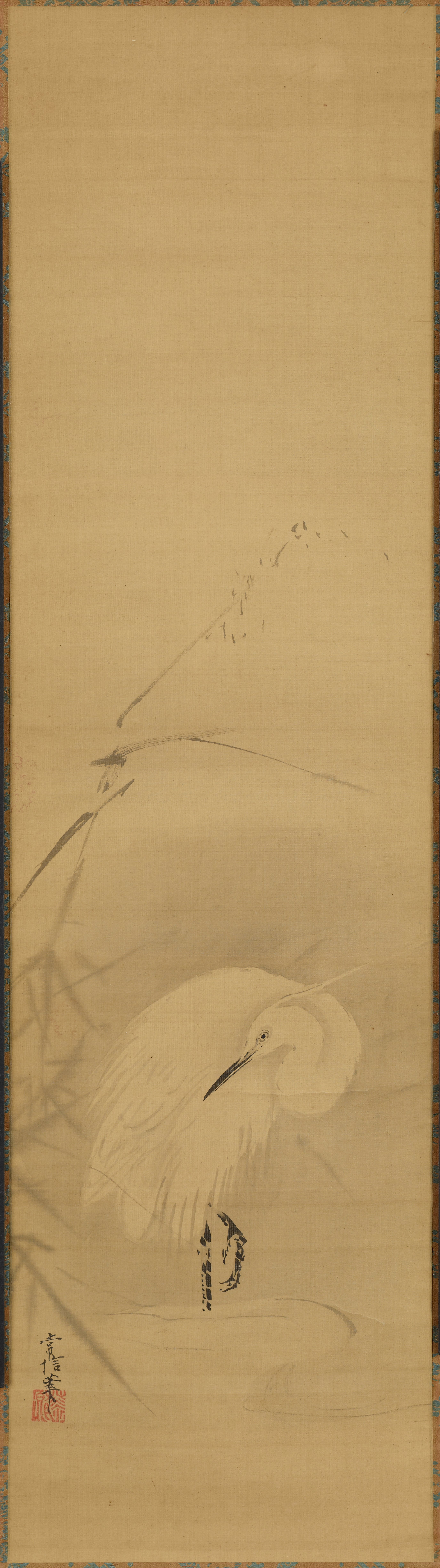 葦に鷺（「燕と鷺」一対の左幅）
