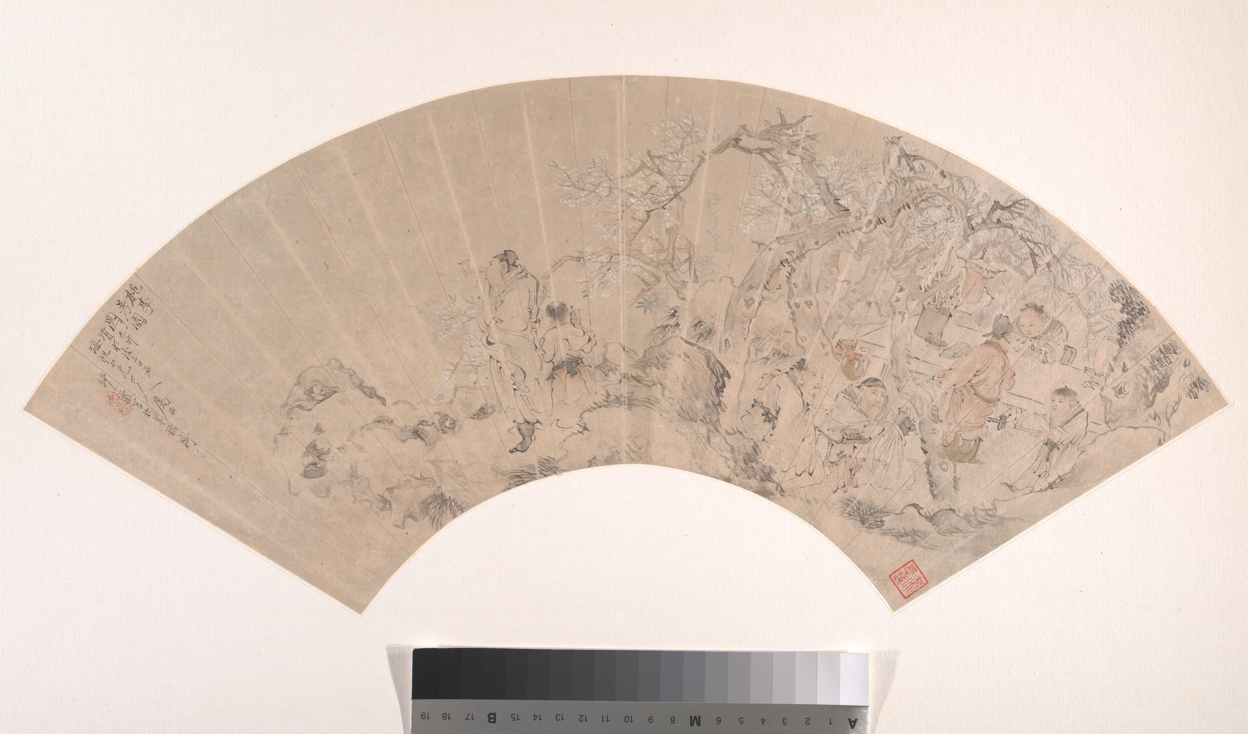 清代沙風桃梅園扇子|桃梅園