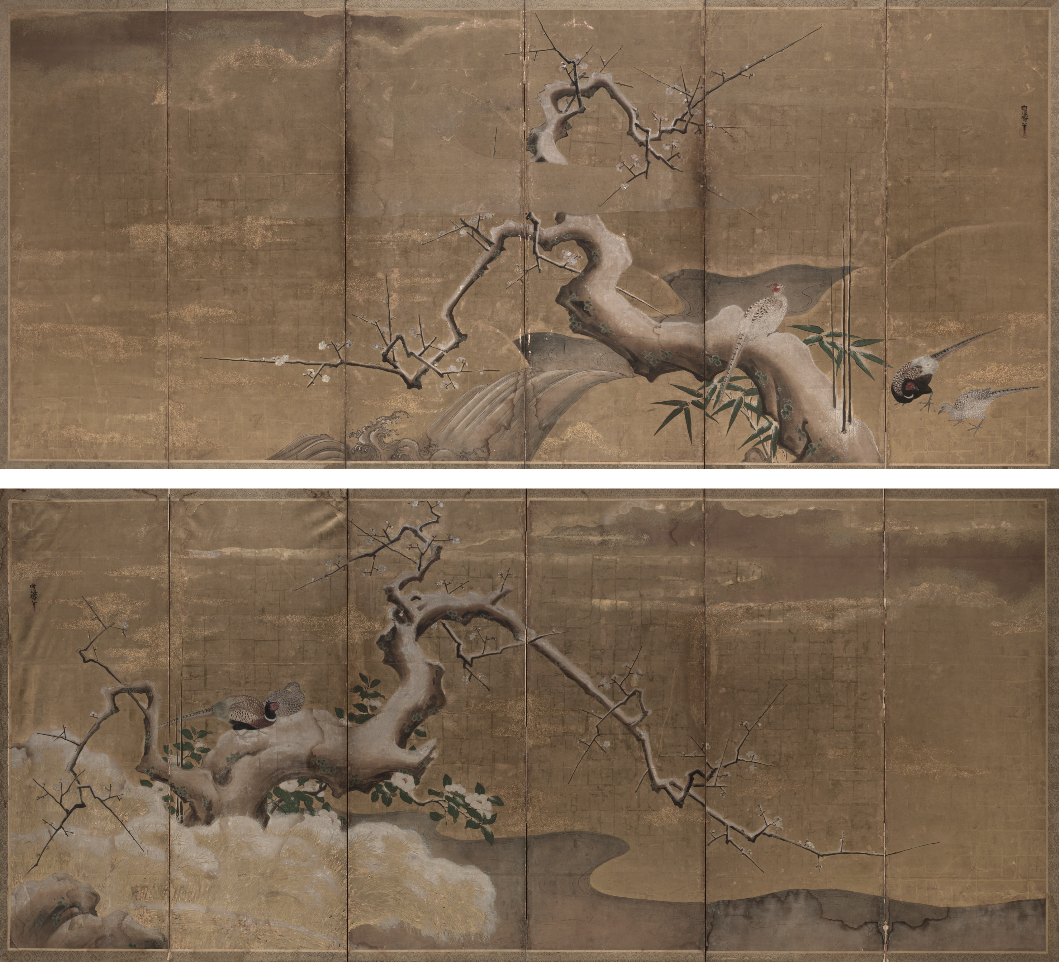 梅と雉の冬景図