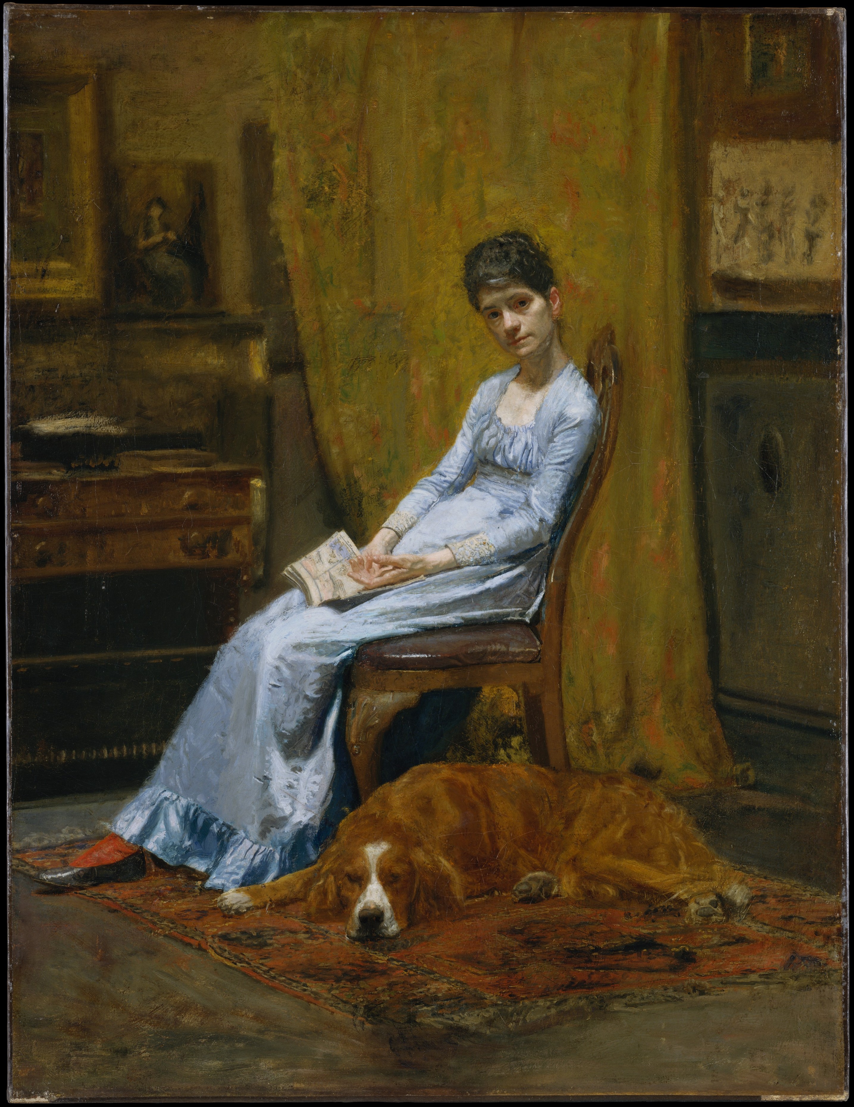 アーティストの妻とセッター犬