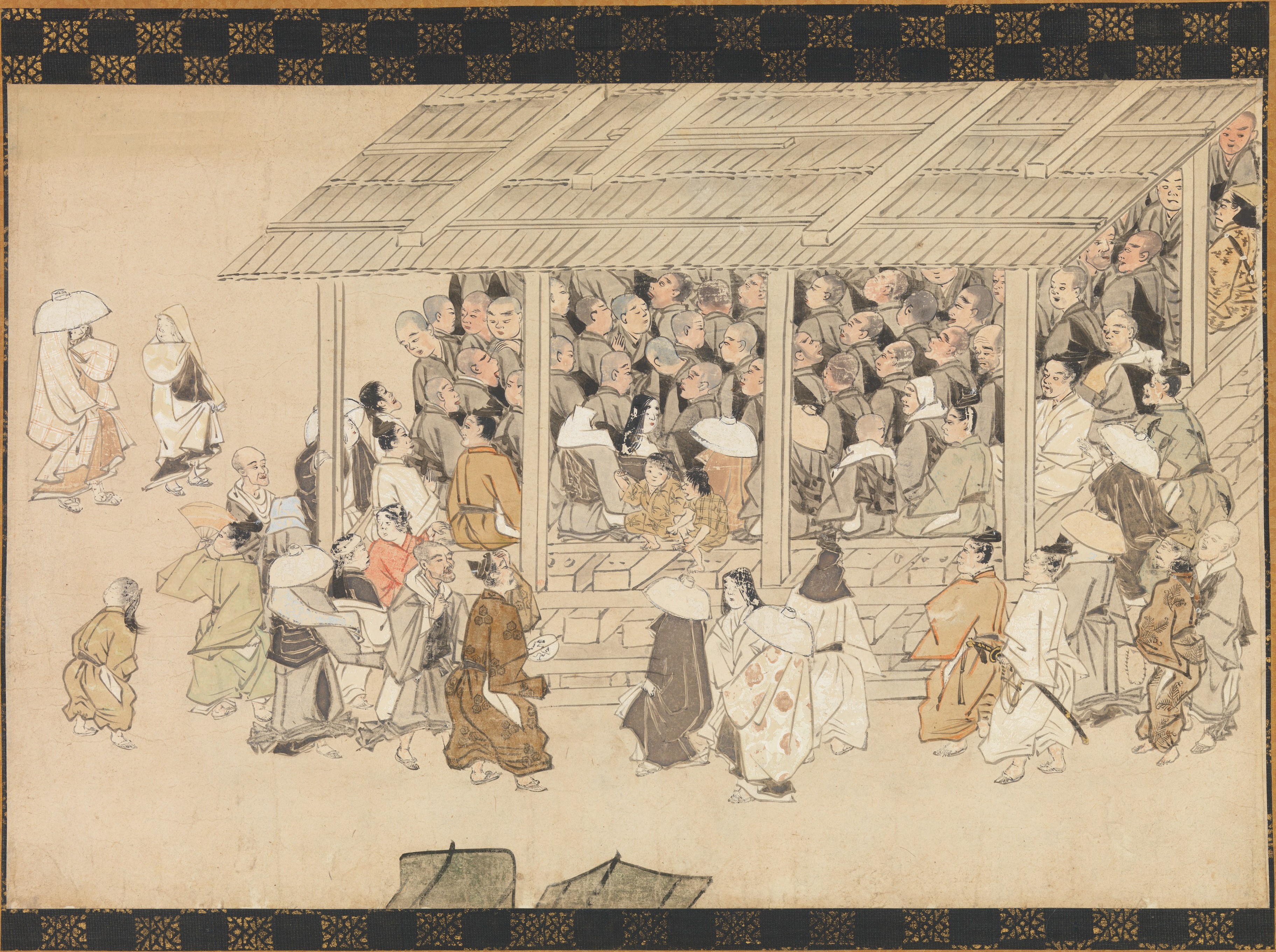 一遍和尚とその弟子多阿の絵伝より「京都市屋の念仏集会」（遊行上人縁起絵）