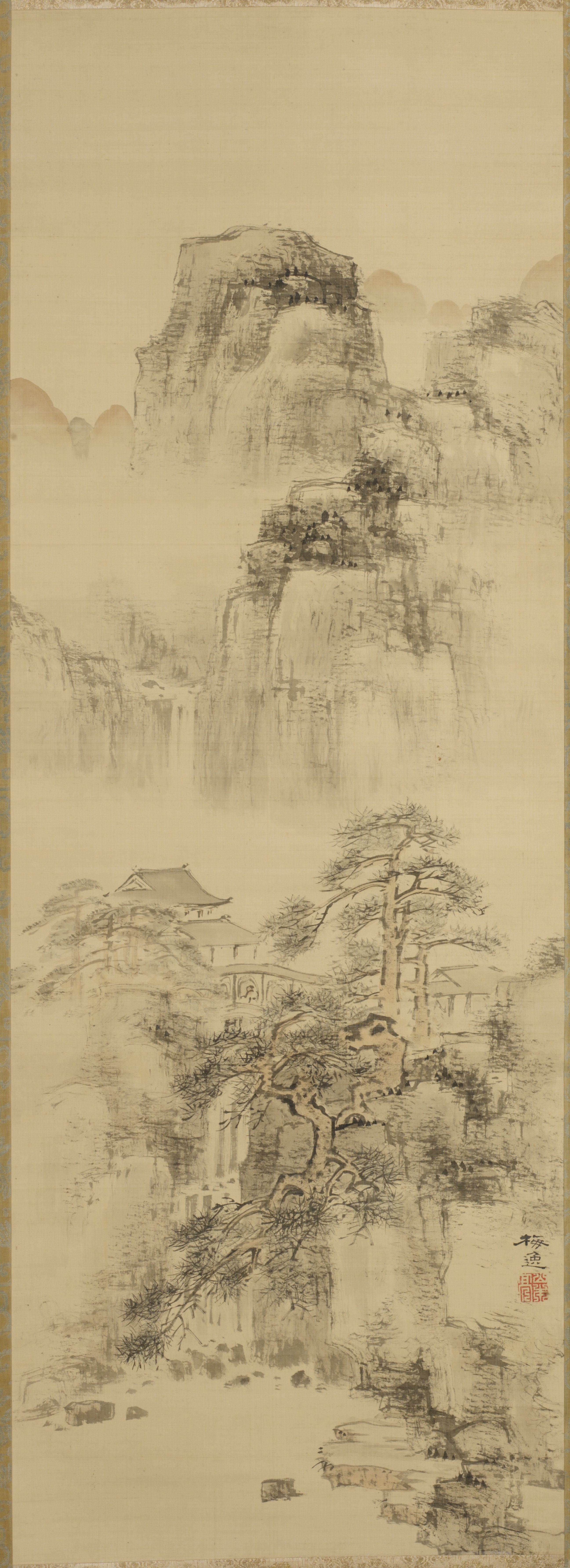 松のある山水