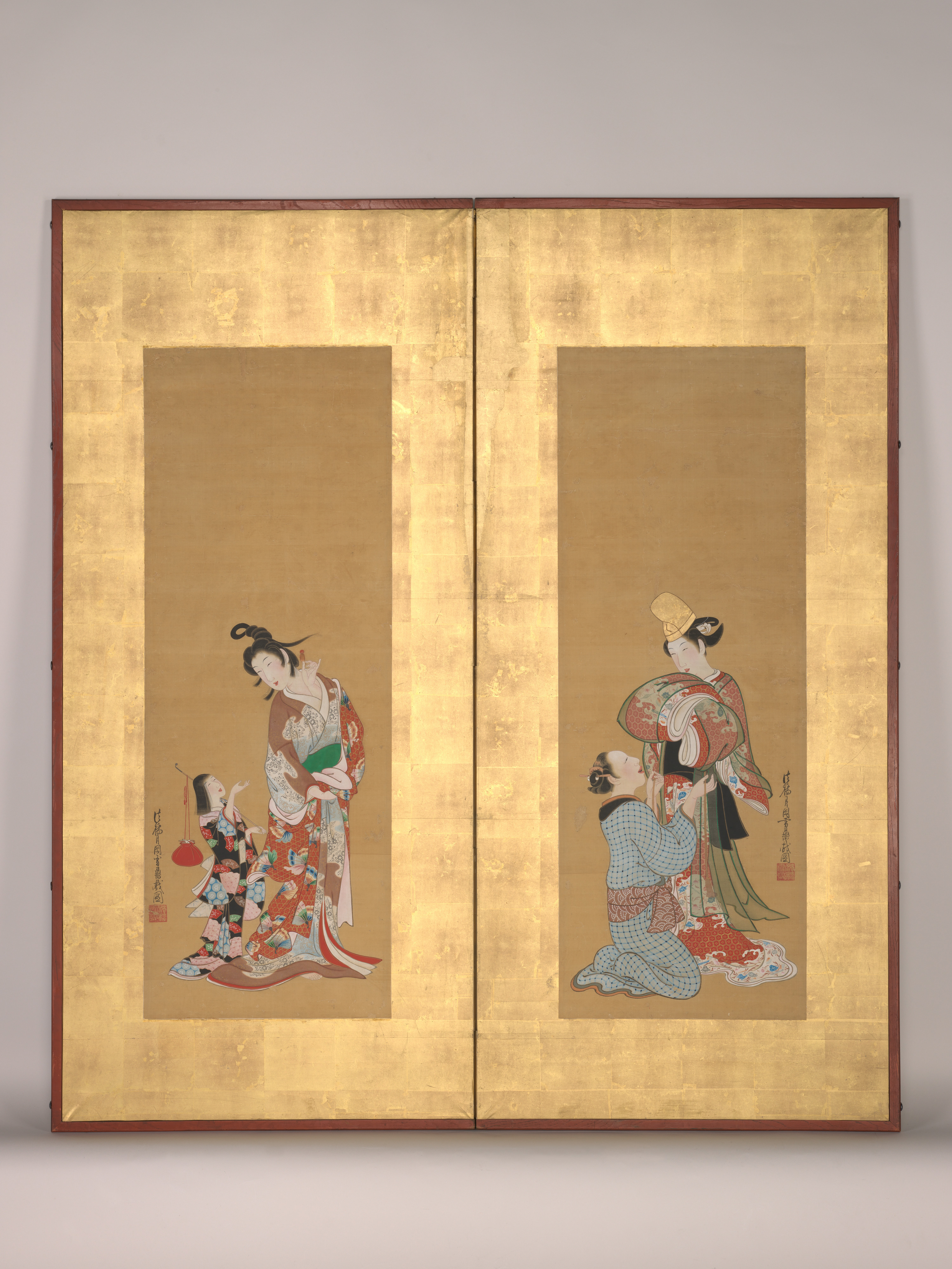 白拍子の踊り子と女従者。花魁と侍女