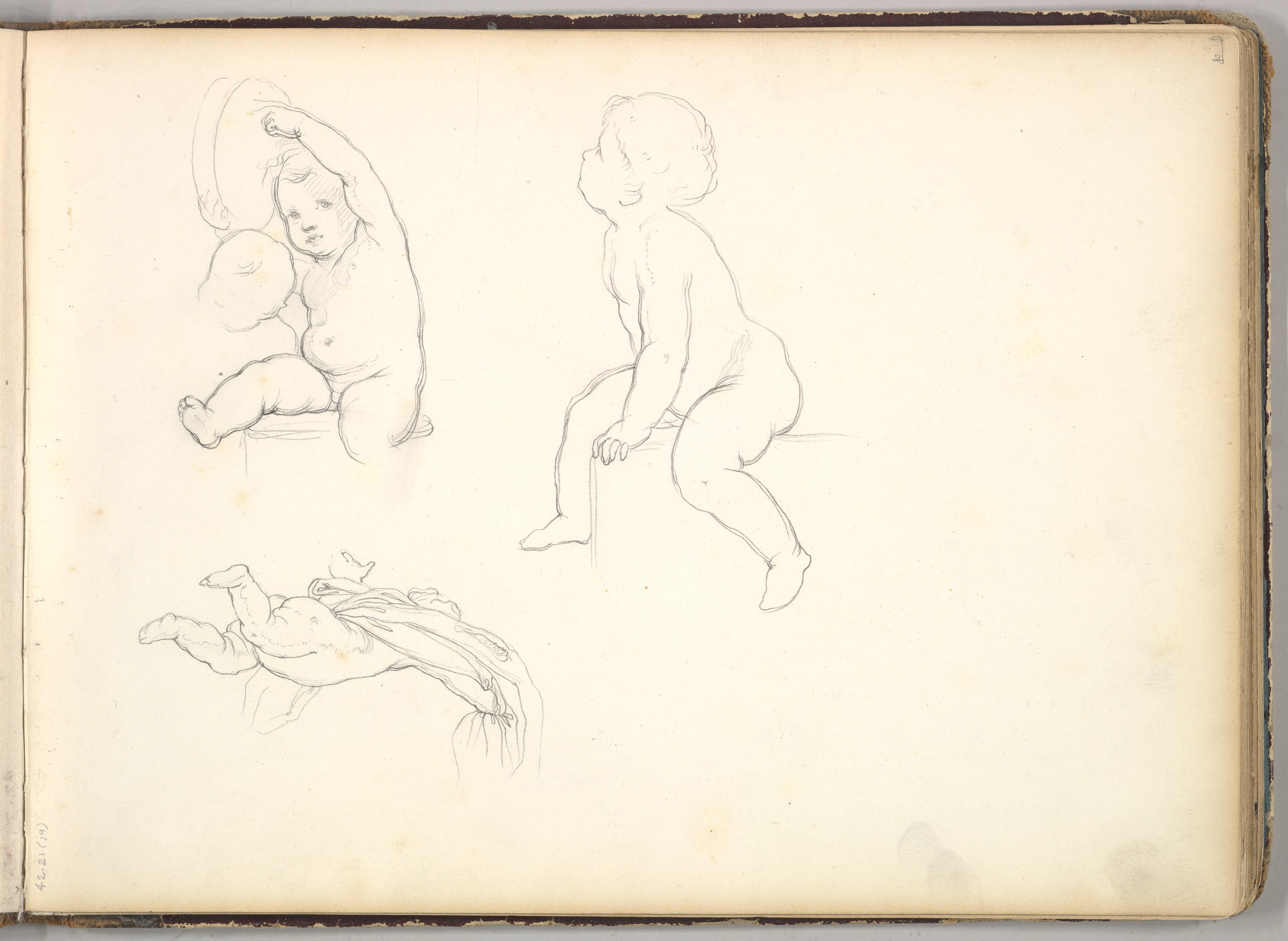 3人の子供たち（26枚の葉に絵が描かれたスケッチブック内）