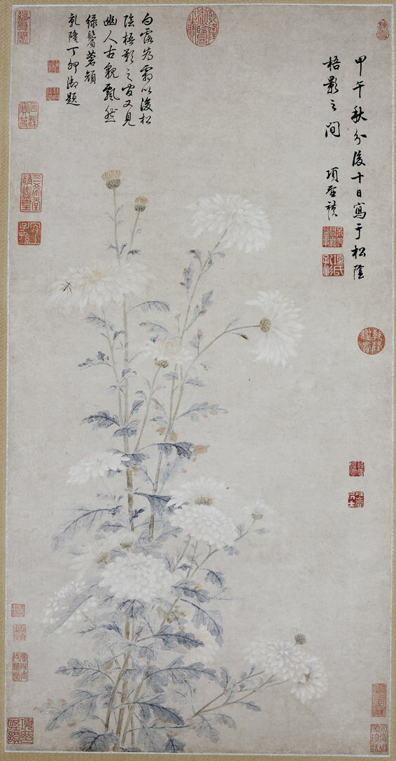 明/清時代 シャンシェンモ 白菊軸|白菊