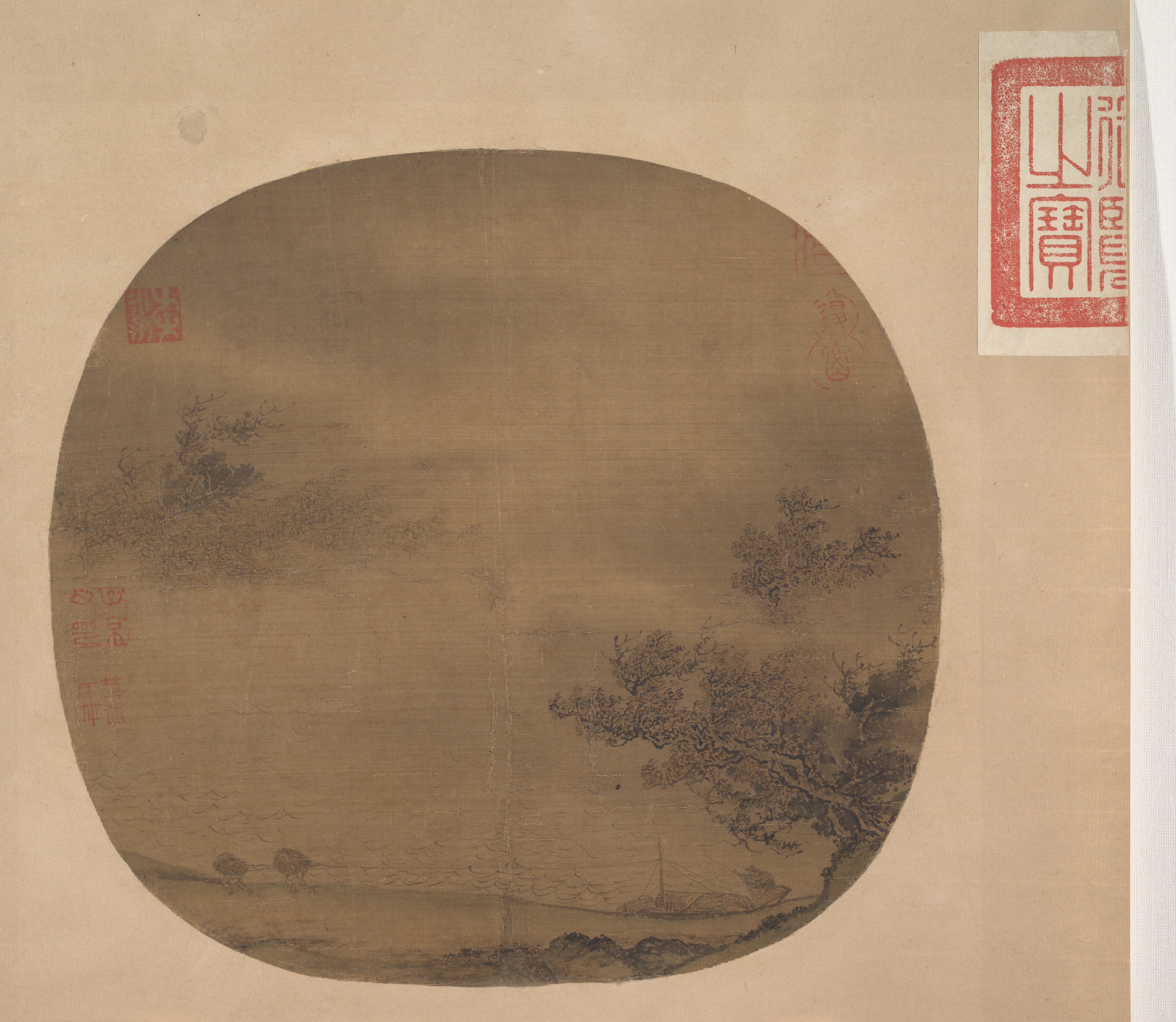 南宋時代の匿名 暴風雨の中でボートを曳航するトゥアンファン|暴風雨の中でボートを曳航する