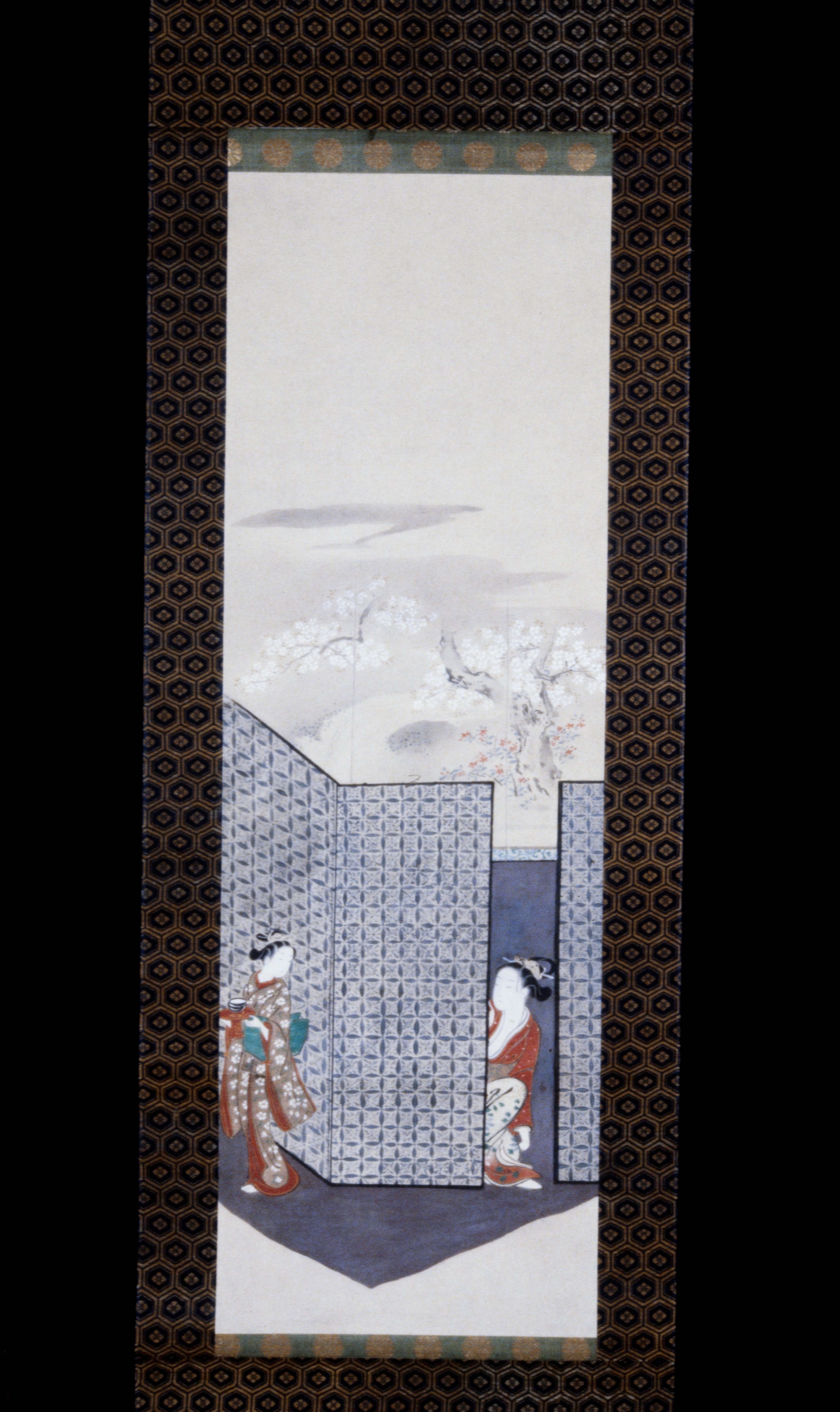 遊女に茶を出す禿