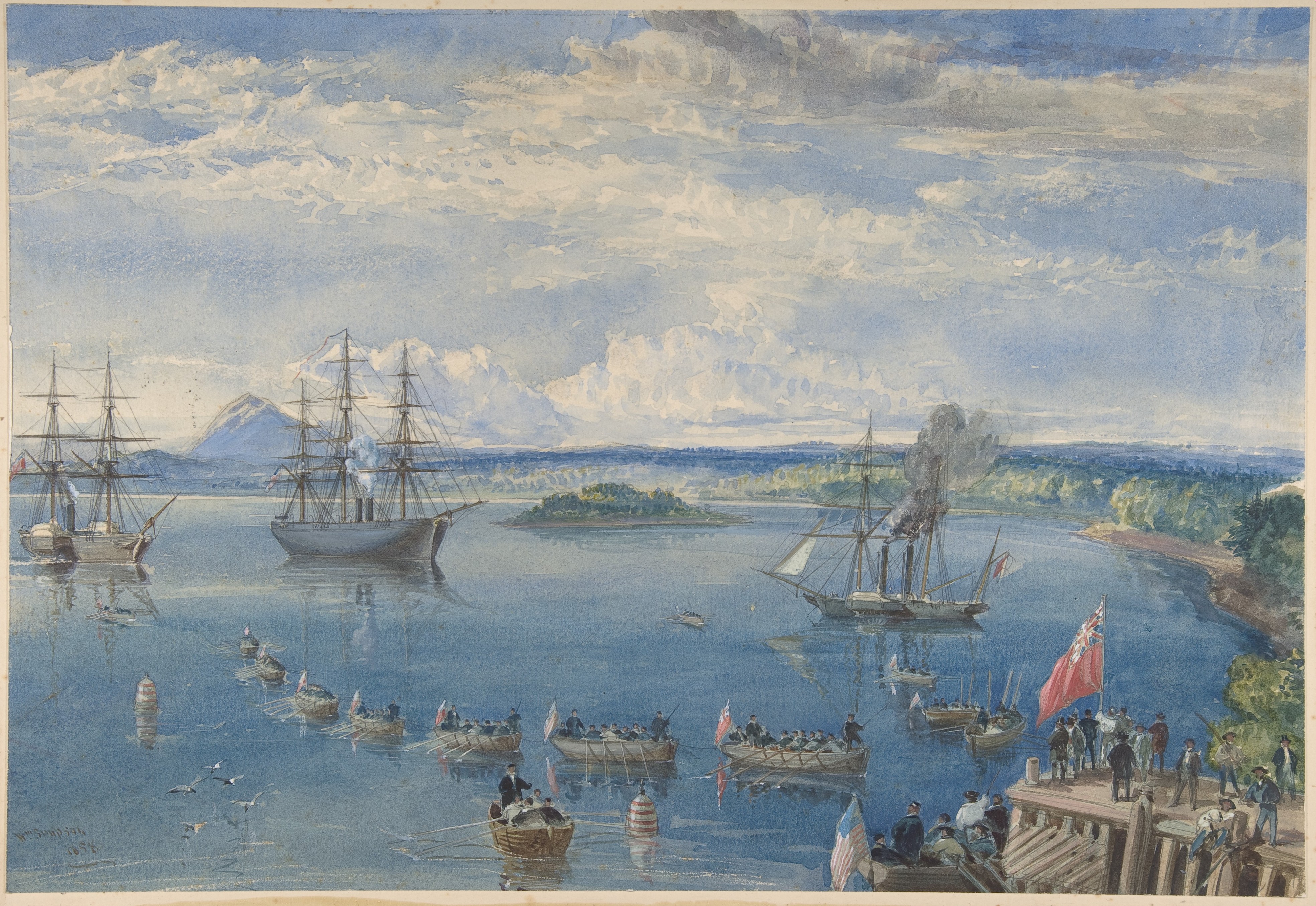 アイルランドを出発するケーブル船団、1858 年 7 月