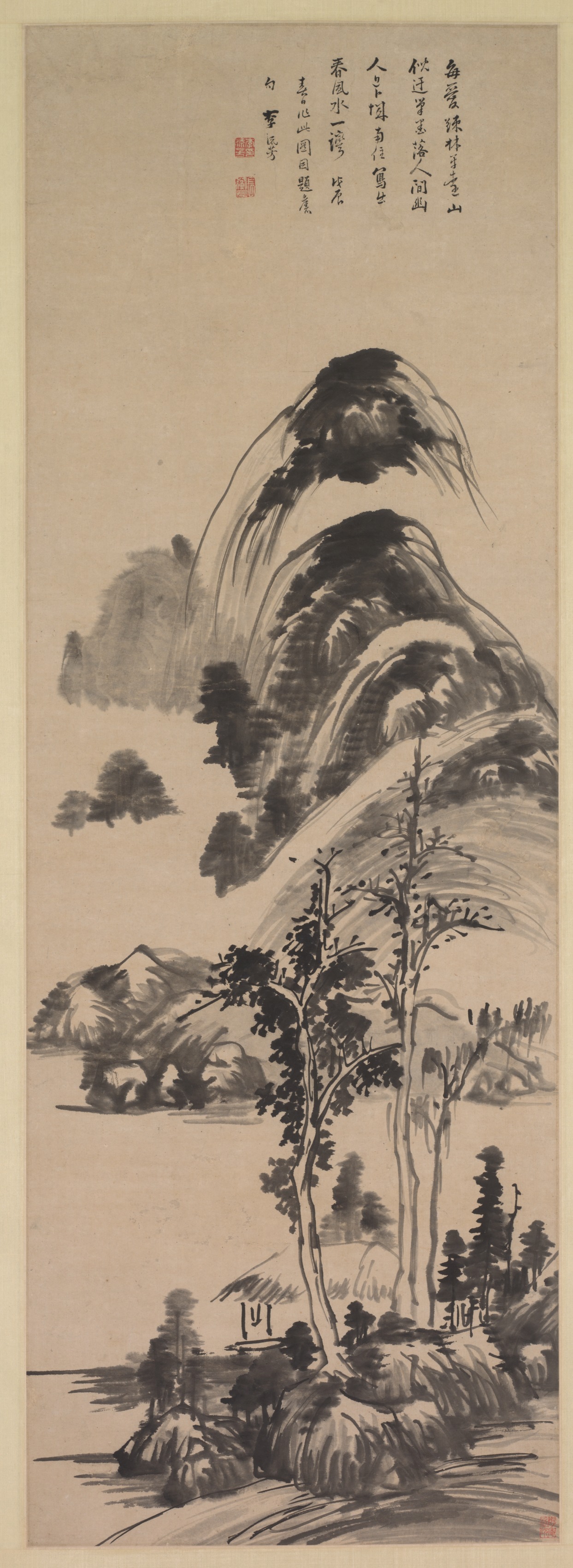 疎林遠山図