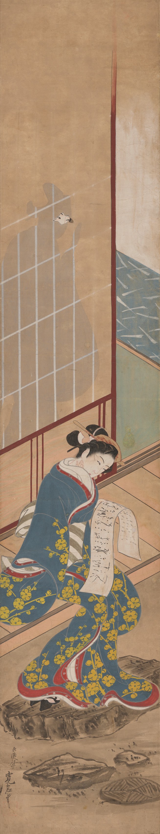 文を読む美人
