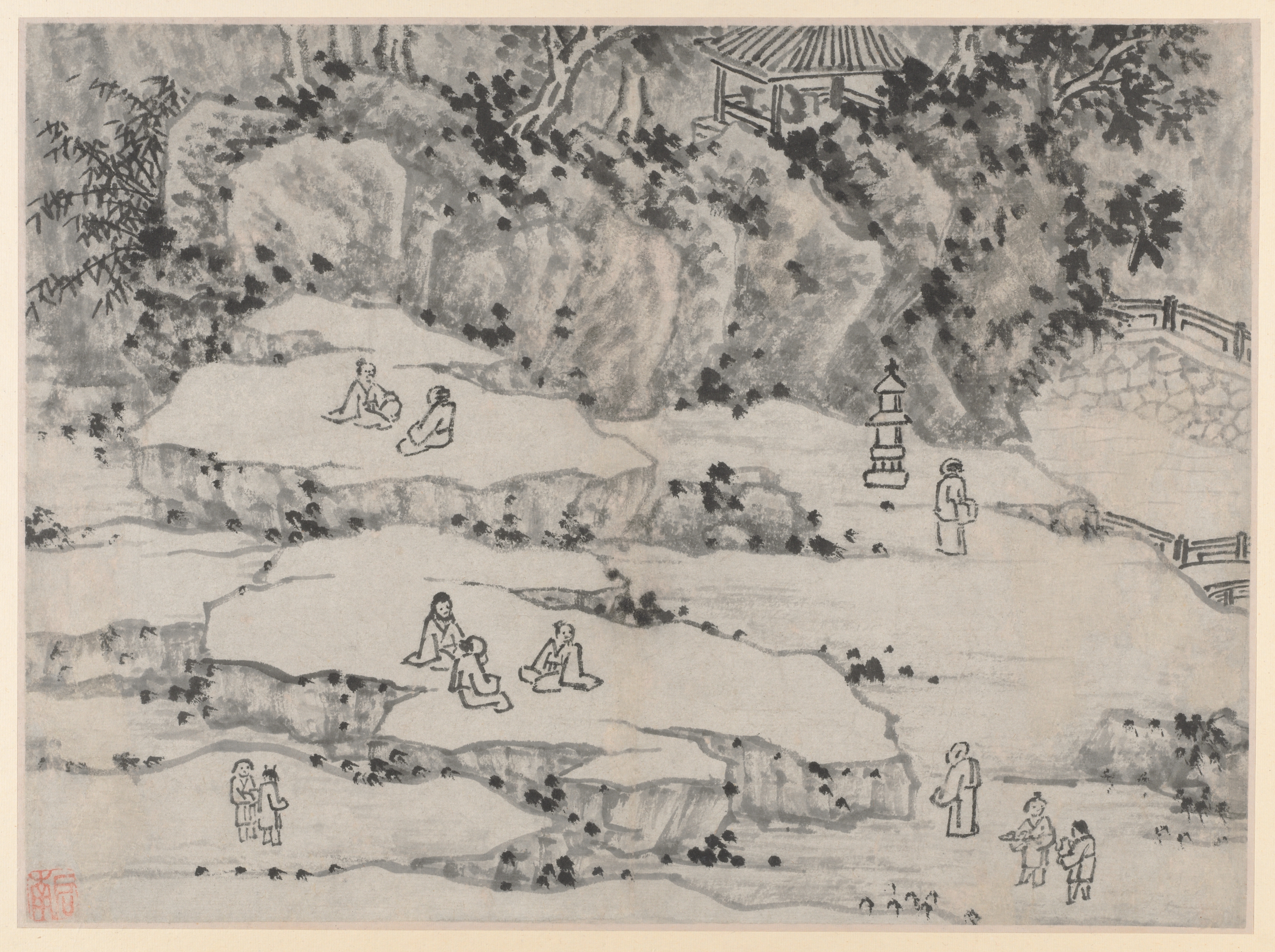 点頭石台、虎丘と千人坐（蘇州虎丘十二景より）