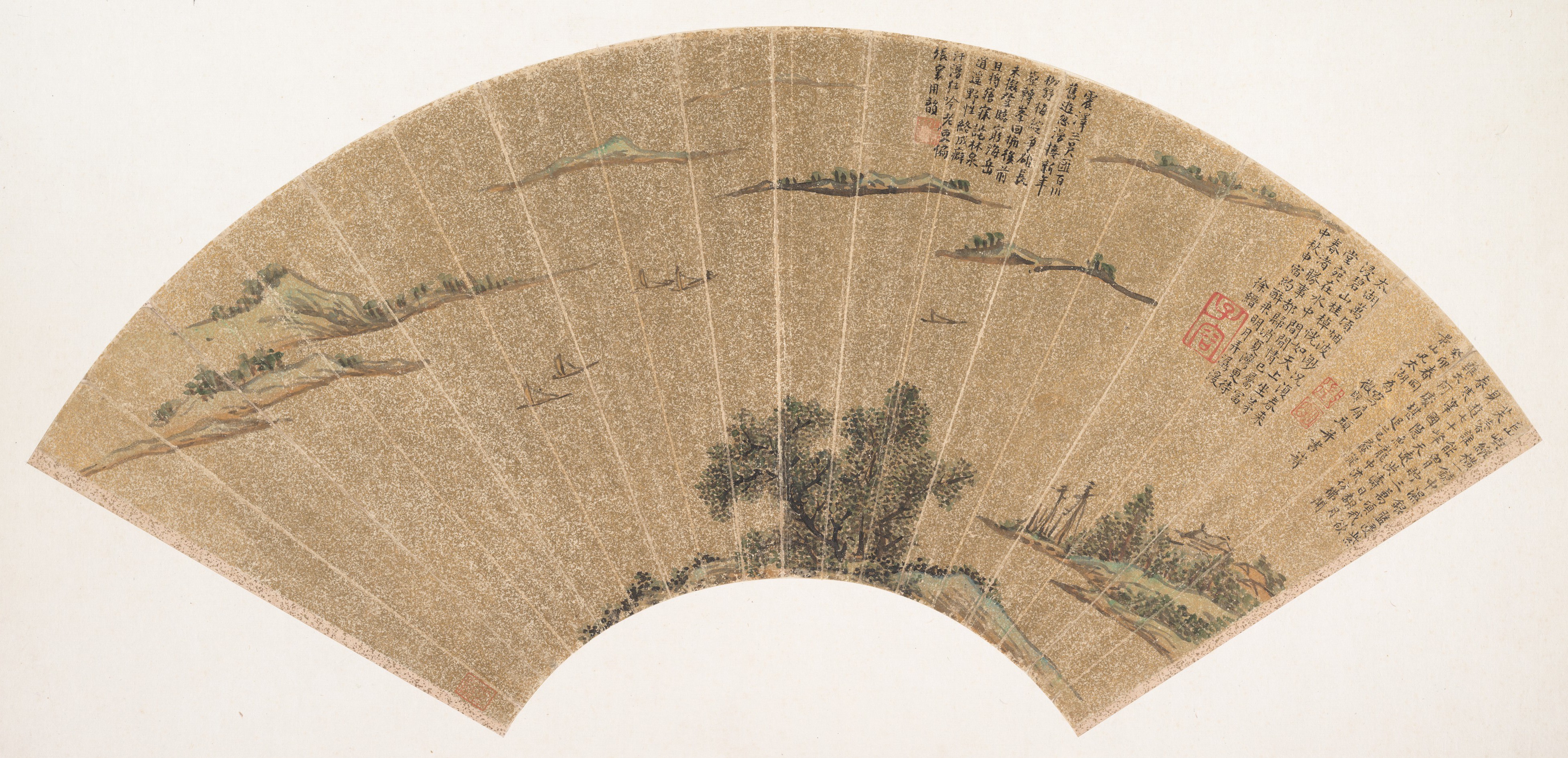 明代の文正明 太湖諸島扇状地図|太湖の眺め