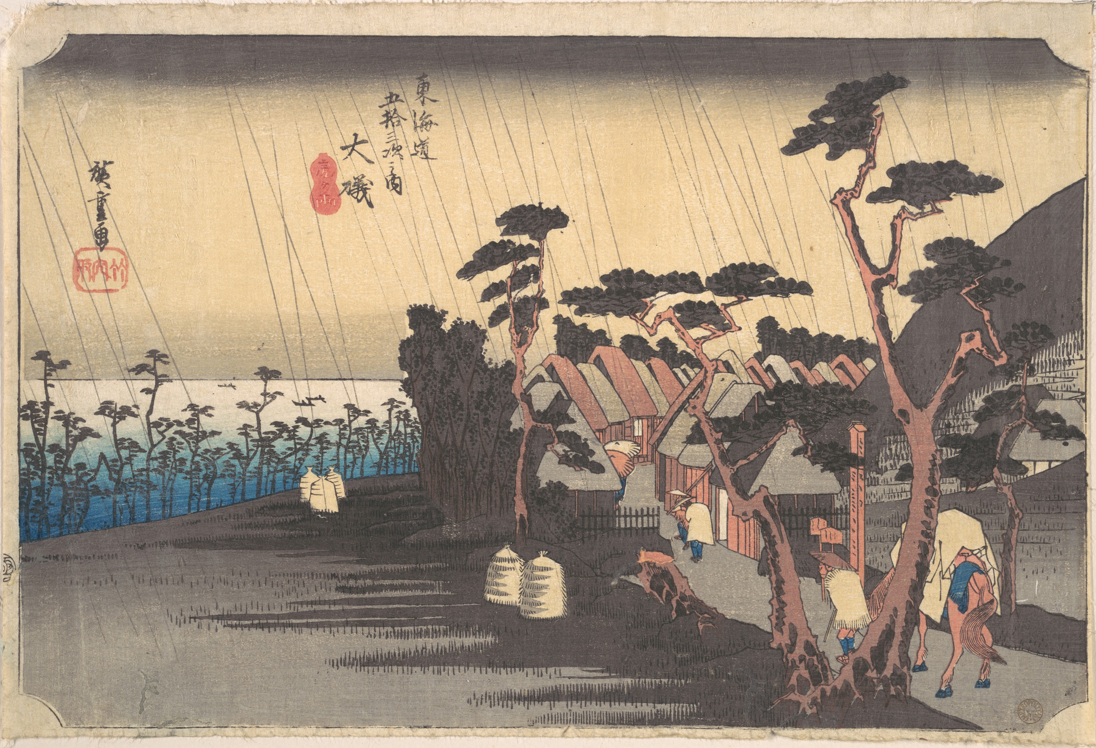 東海道五十三次之内　大磯　虎ケ雨