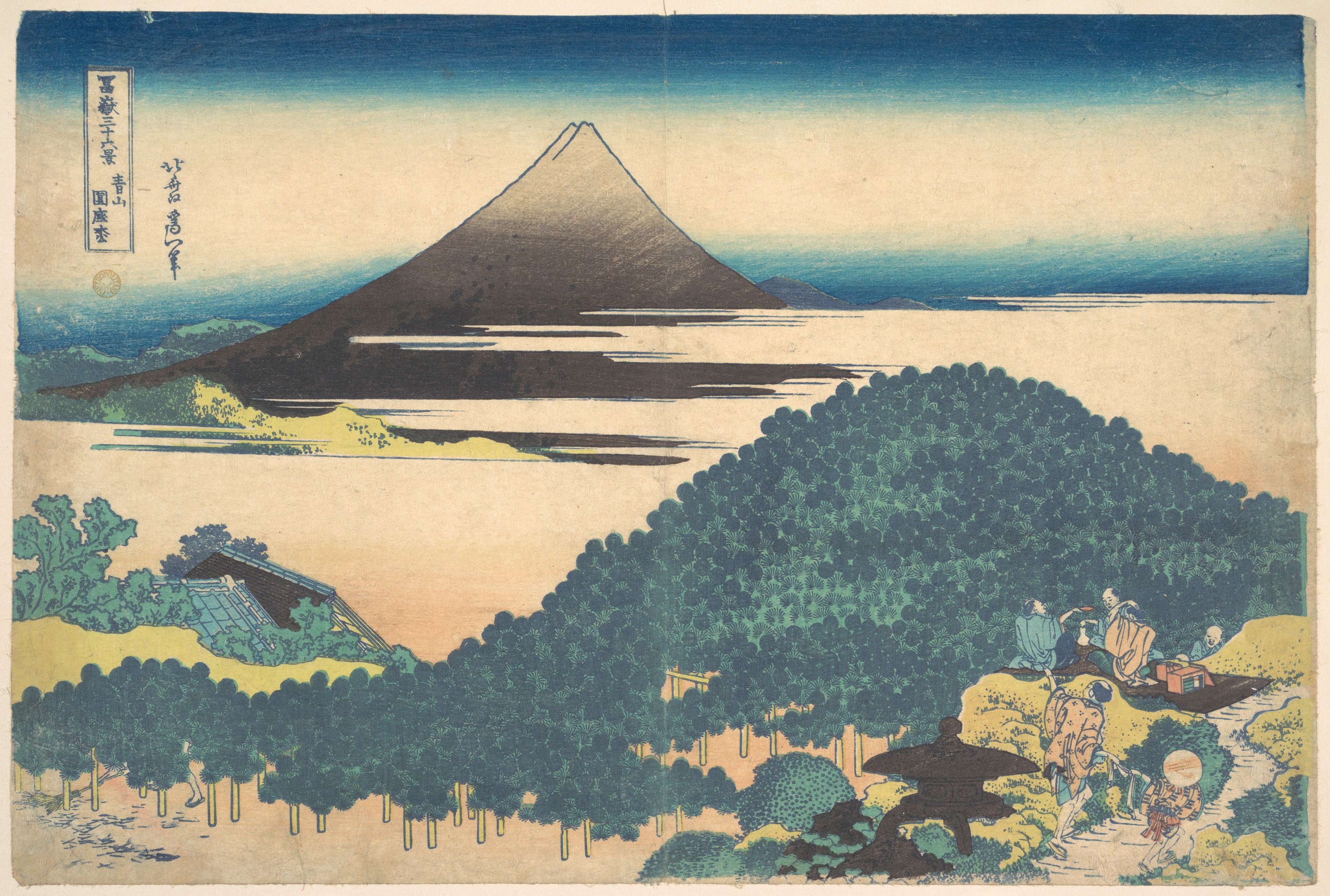 富嶽三十六景「青山座布団の松」
