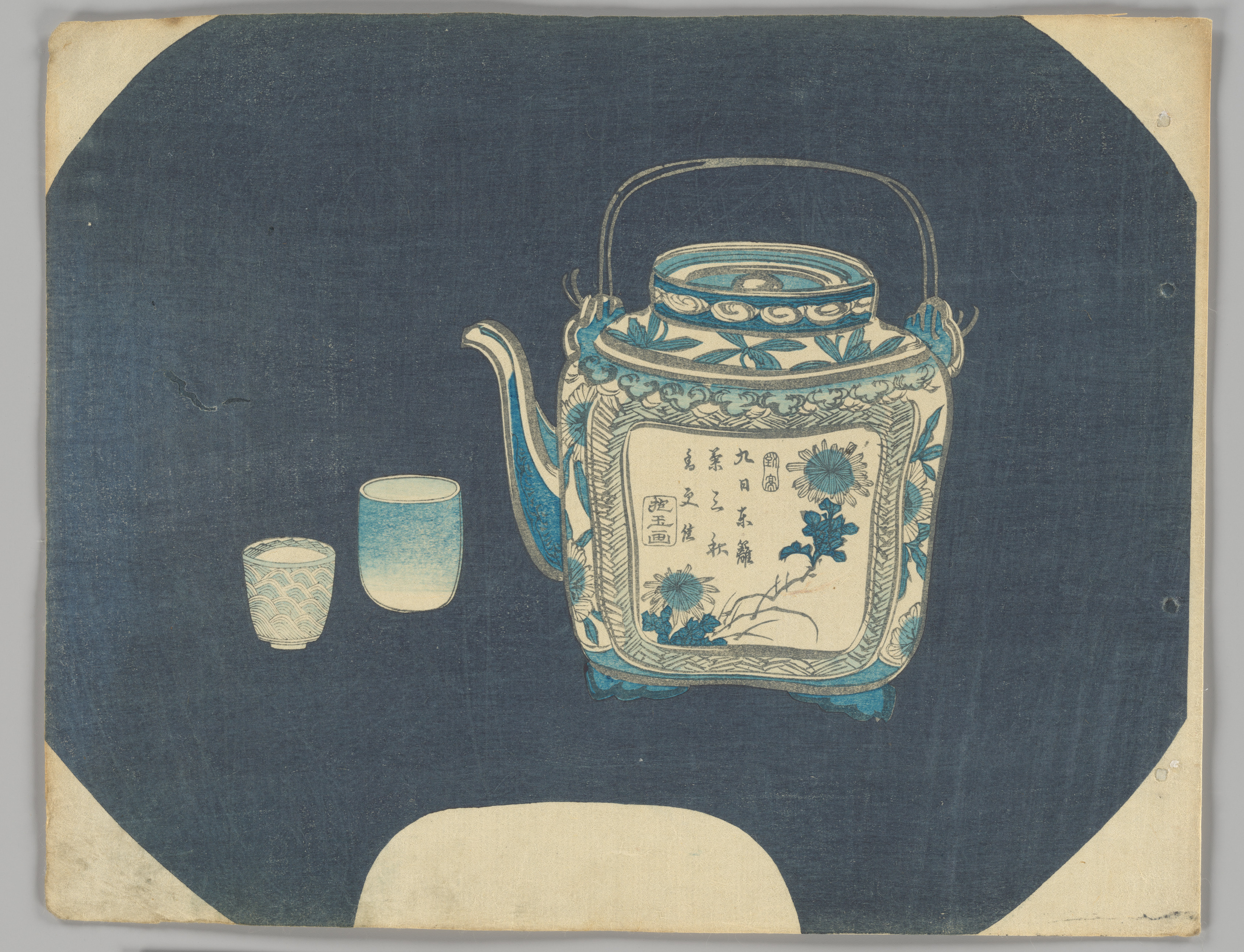 染付煎茶急須と湯飲み