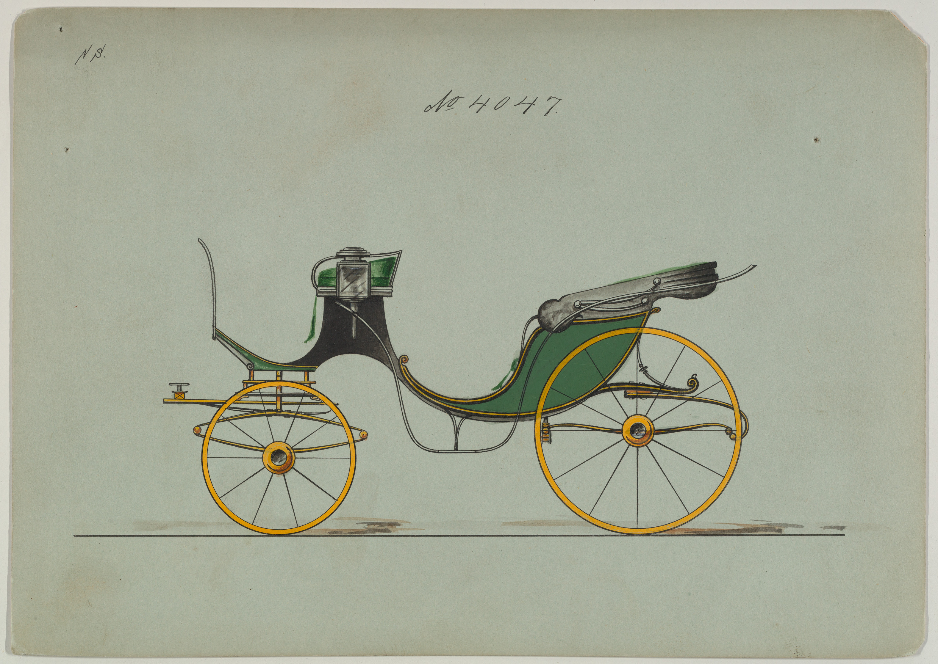 カブリオレまたはヴィクトリア型馬車のデザイン（4049番）