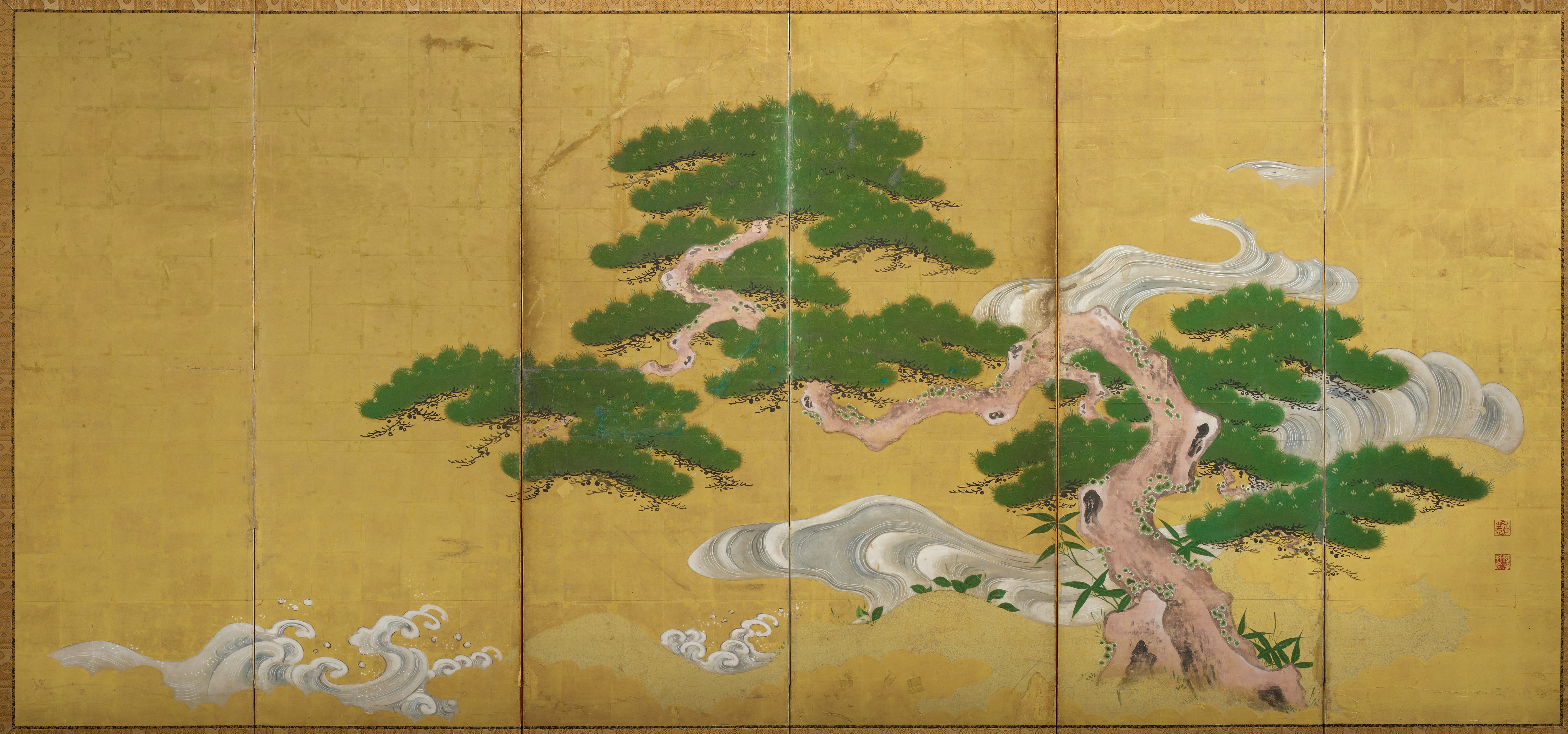 川辺の松