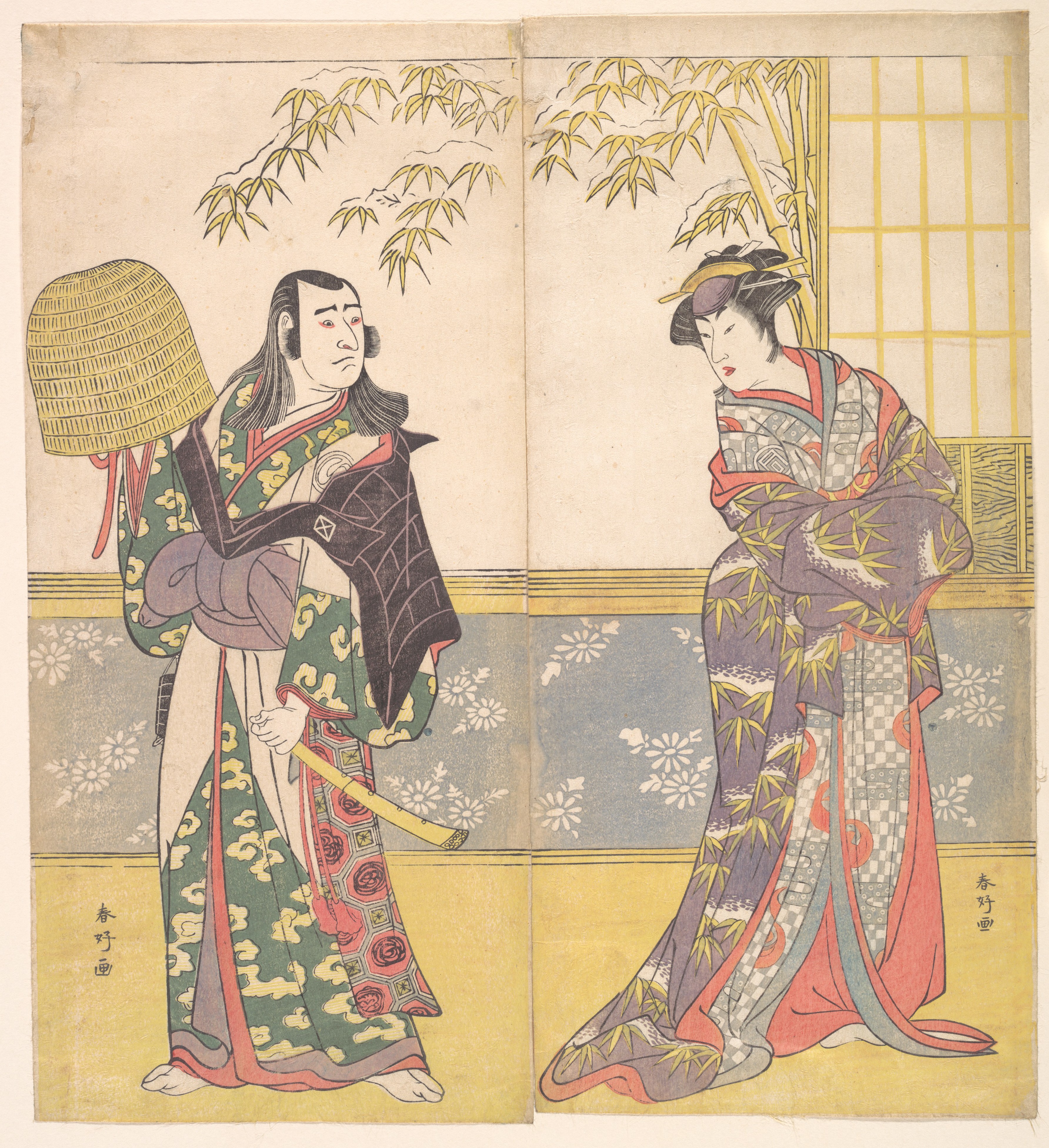 歌舞伎役者三代目沢村宗十郎と三代目佐野川市松『東国遊女鏡』（京成吾妻鏡）