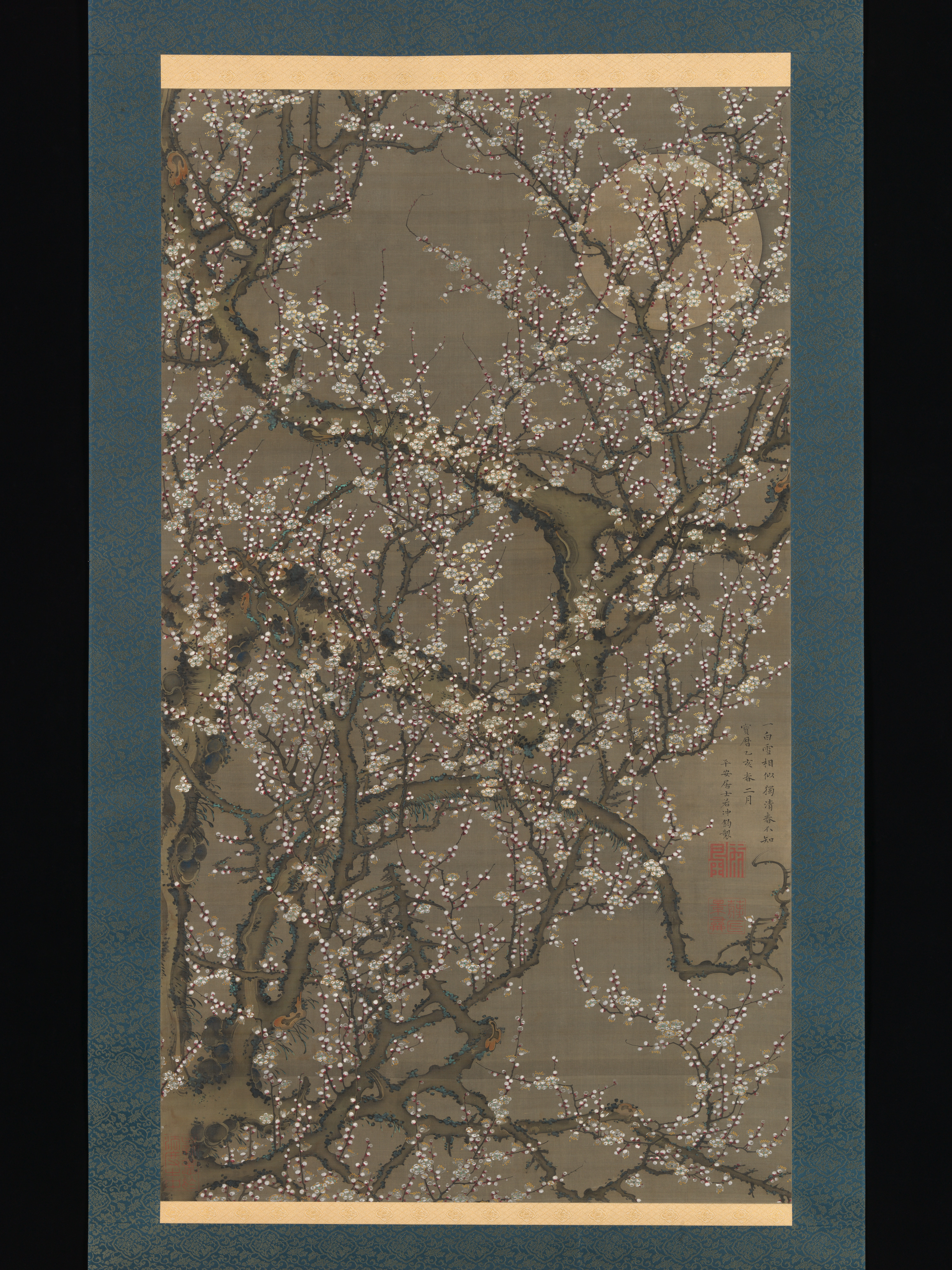 白梅と月