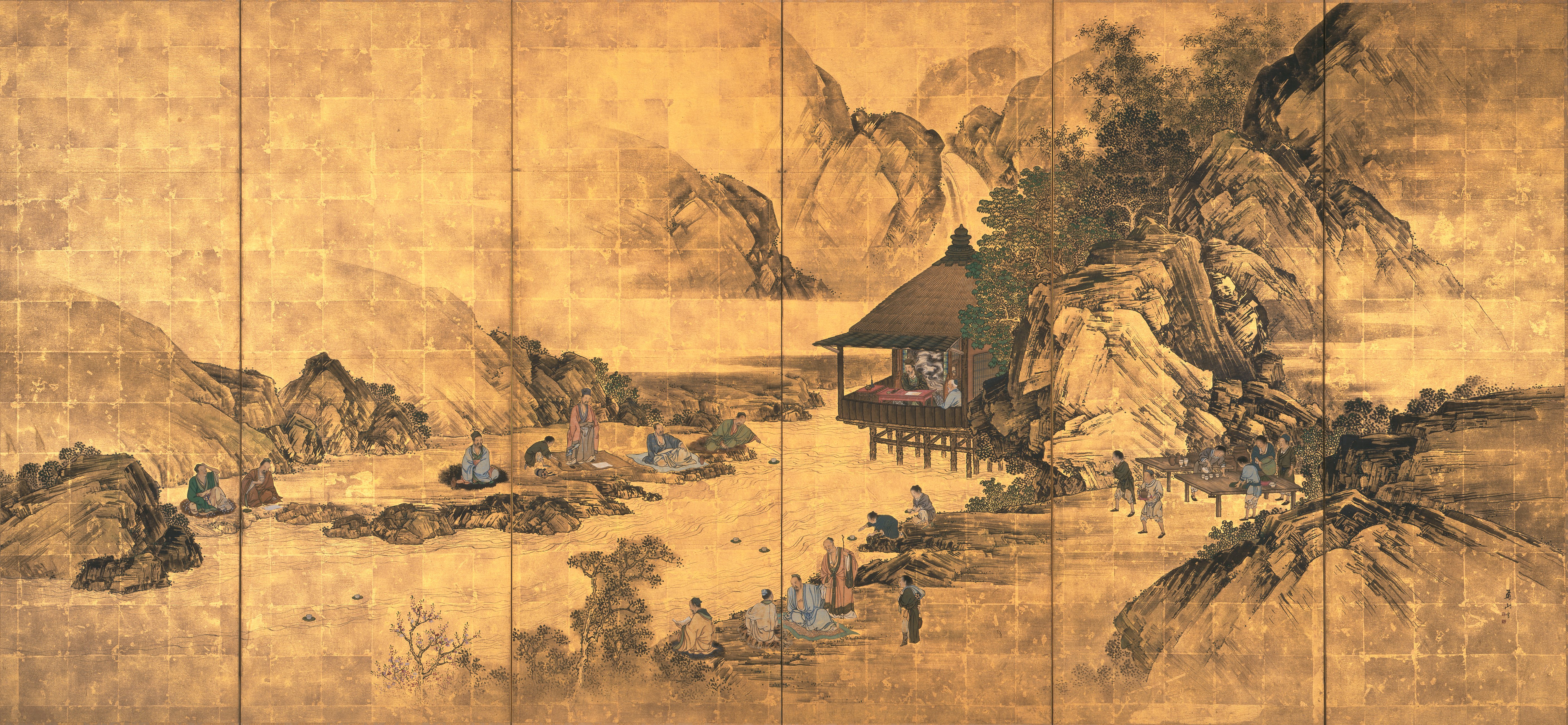 蘭亭曲水図
