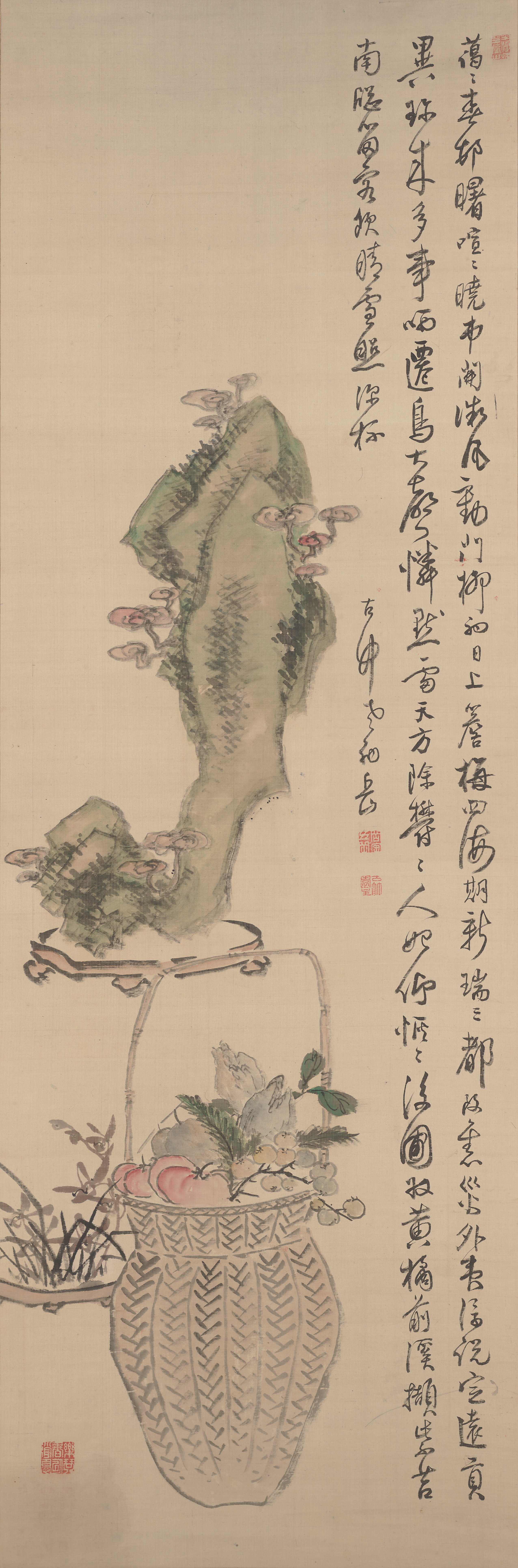 奇石、蘭、果物